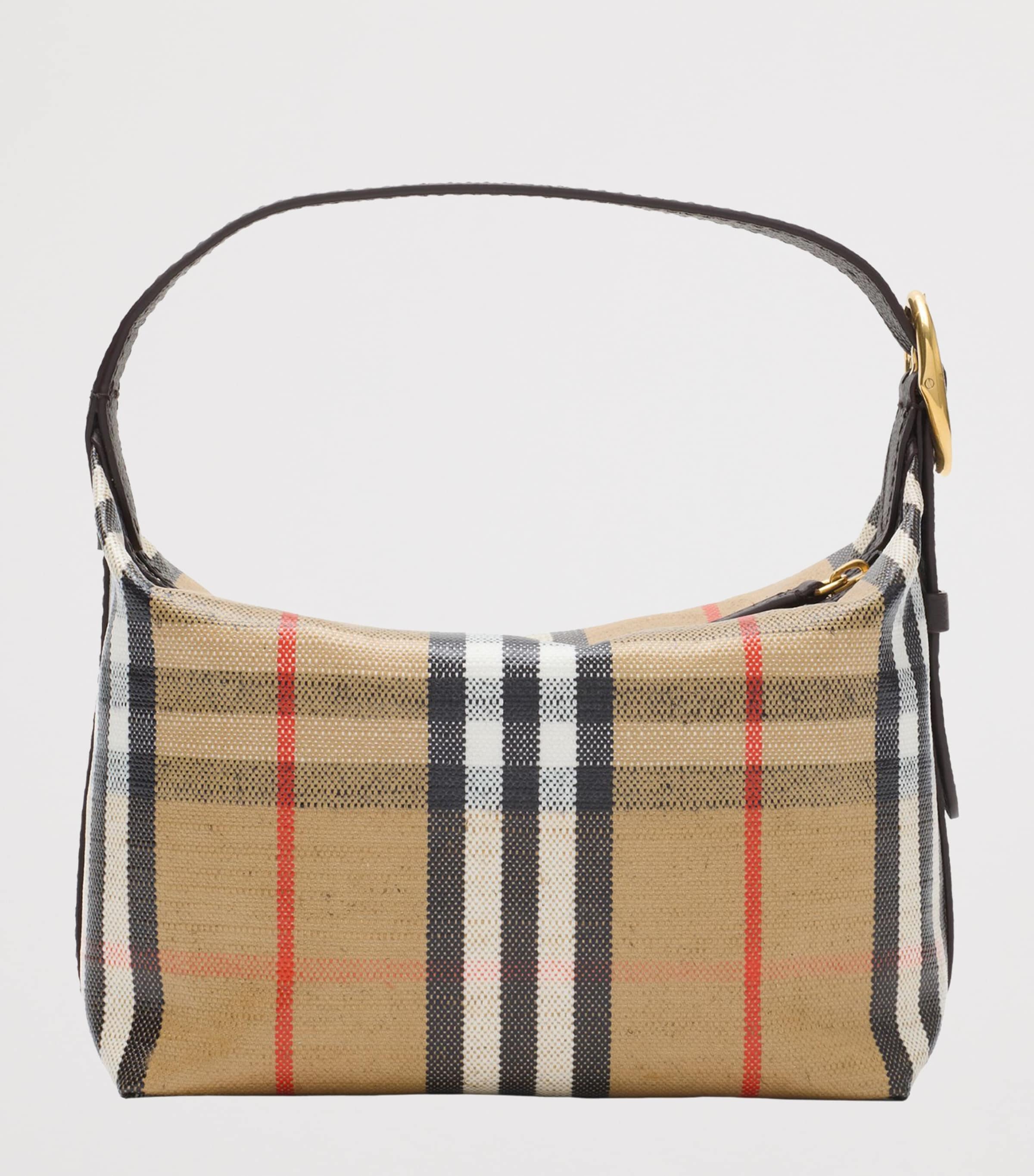 Leather Check Shoulder Bag SAND Image 3