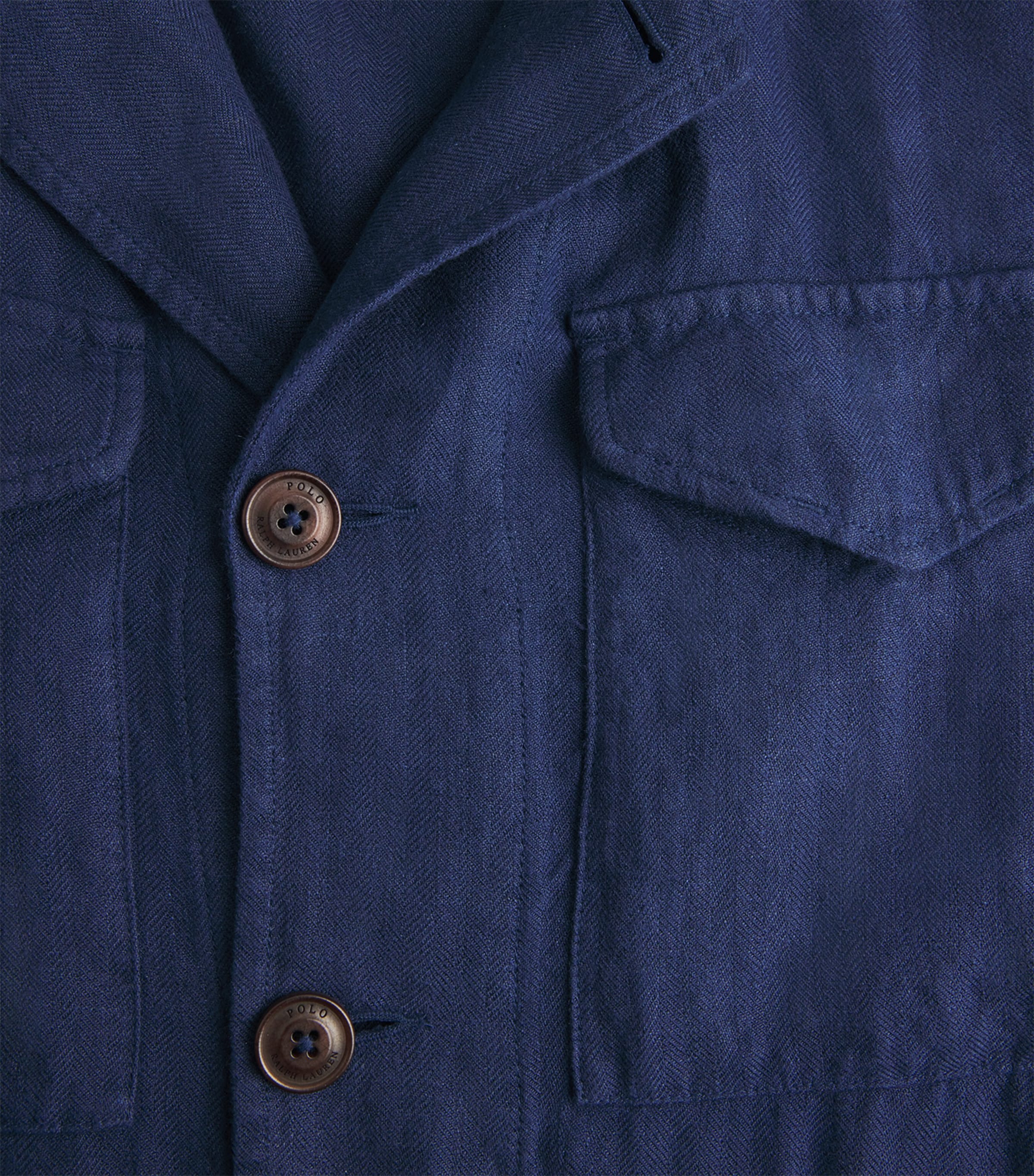 Polo Ralph Lauren Mens Linen Shirt Newport Navy Image 6
