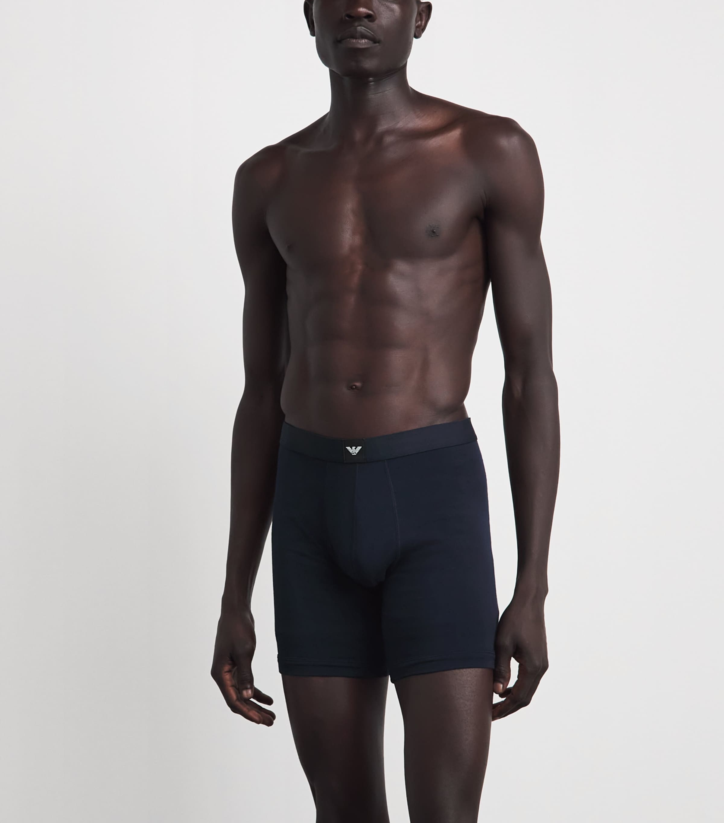 Emporio Armani Mens Stretch-Cotton Boxer Briefs (Pack of 3) Black/whi Image 2