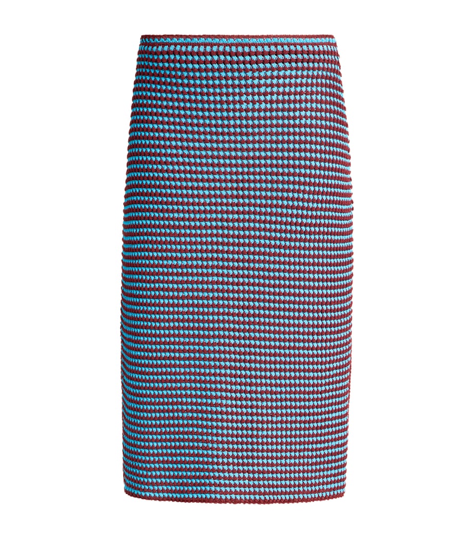 Alaïa Womens Cotton Crochet Midi Skirt Burgundy/blue Image 1