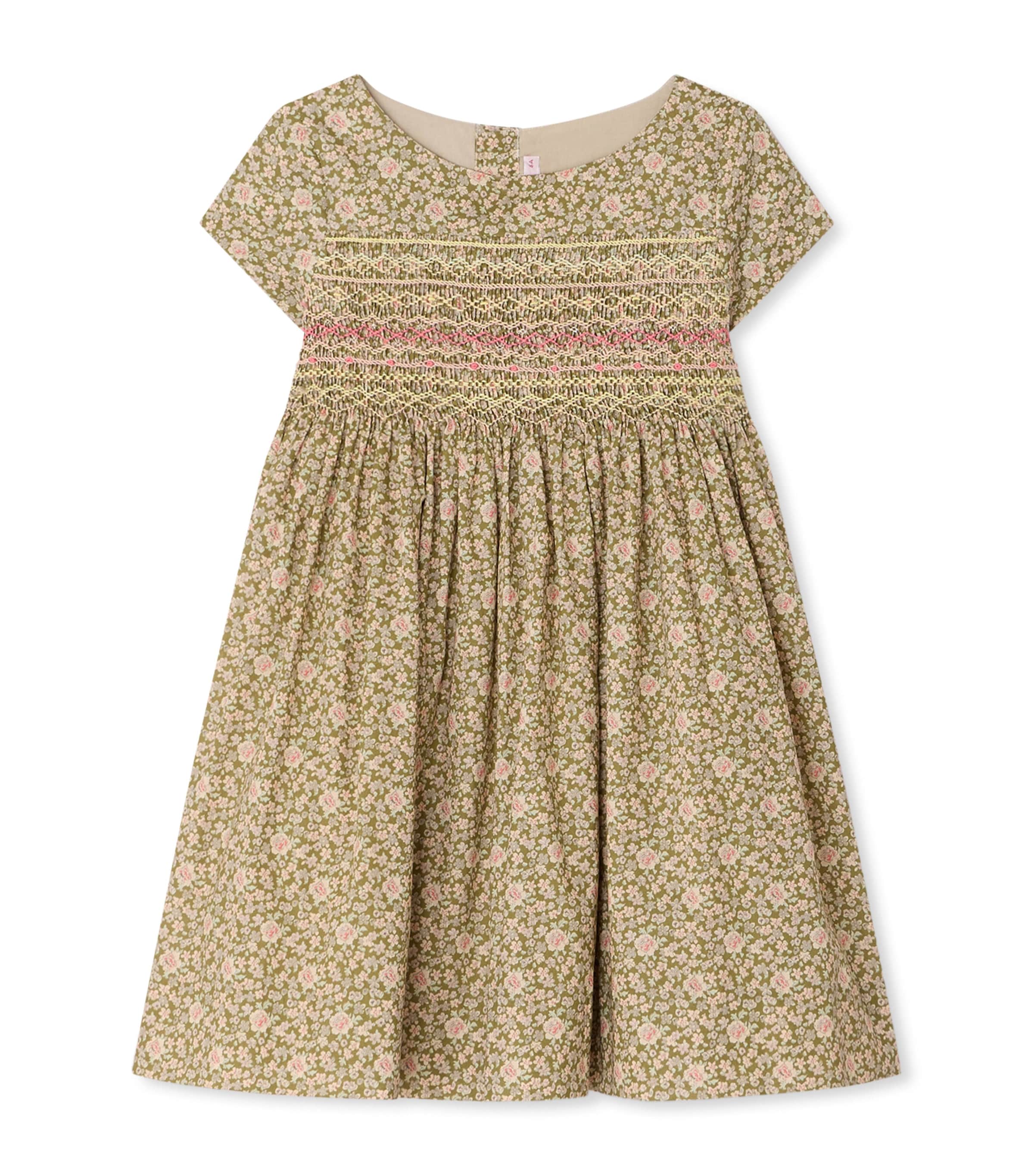 Bonpoint Cotton Floral Duchesse Dress (10-12 Years) Fleurs Tilleul Image 1