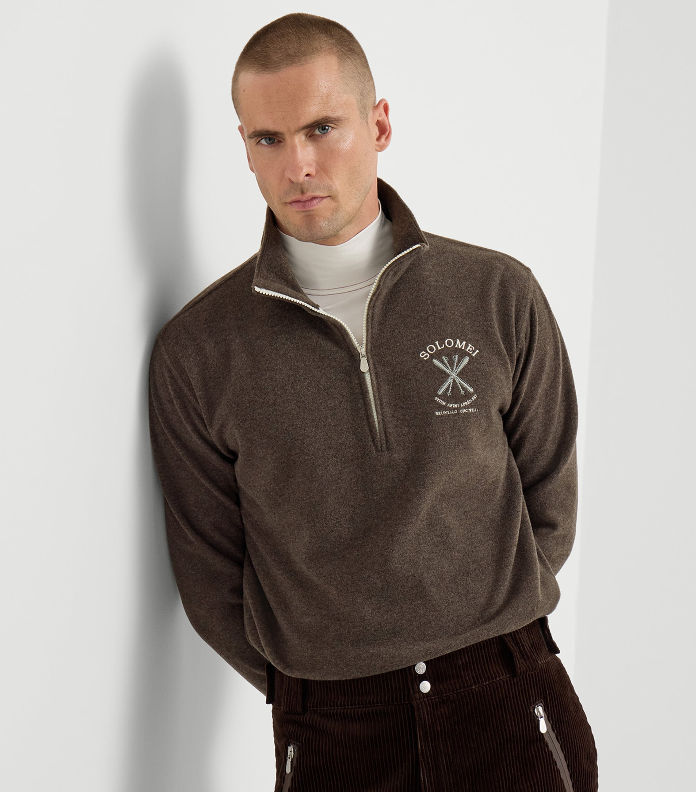 Brunello Cucinelli Mens Cashmere-Blend Quarter-Zip Sweatshirt Image 4