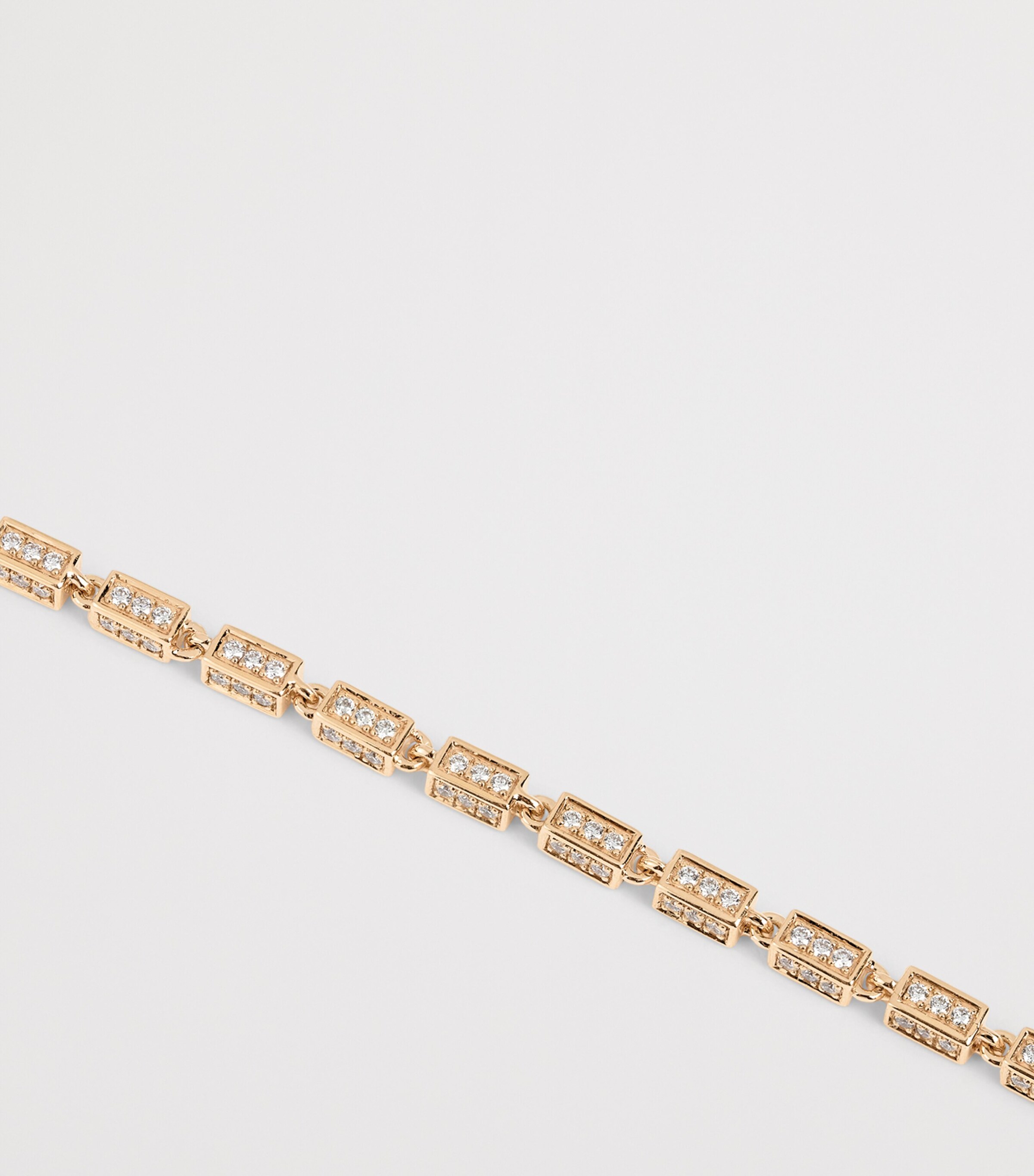 Small Rose Gold and Diamond Block-Chain Bracelet 18K RG/WD Image 3