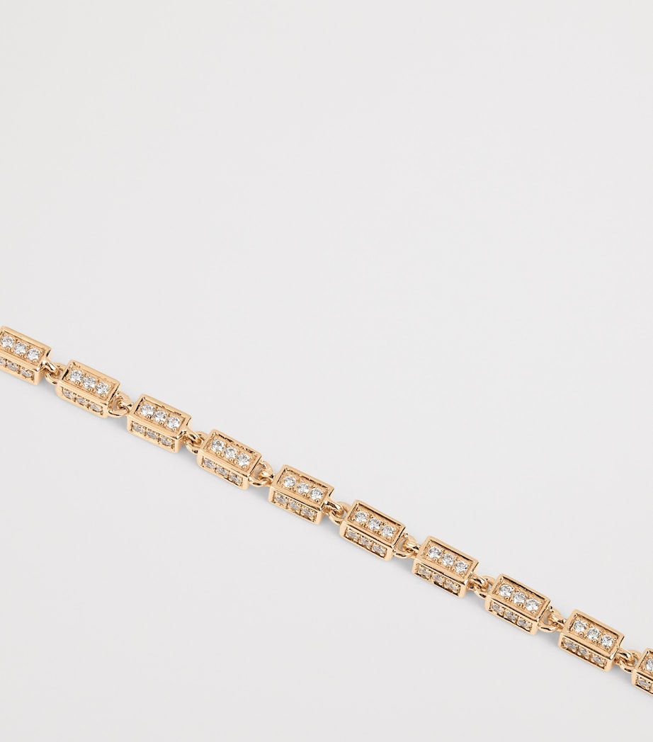 Small Rose Gold and Diamond Block-Chain Bracelet 18K RG/WD Image 3