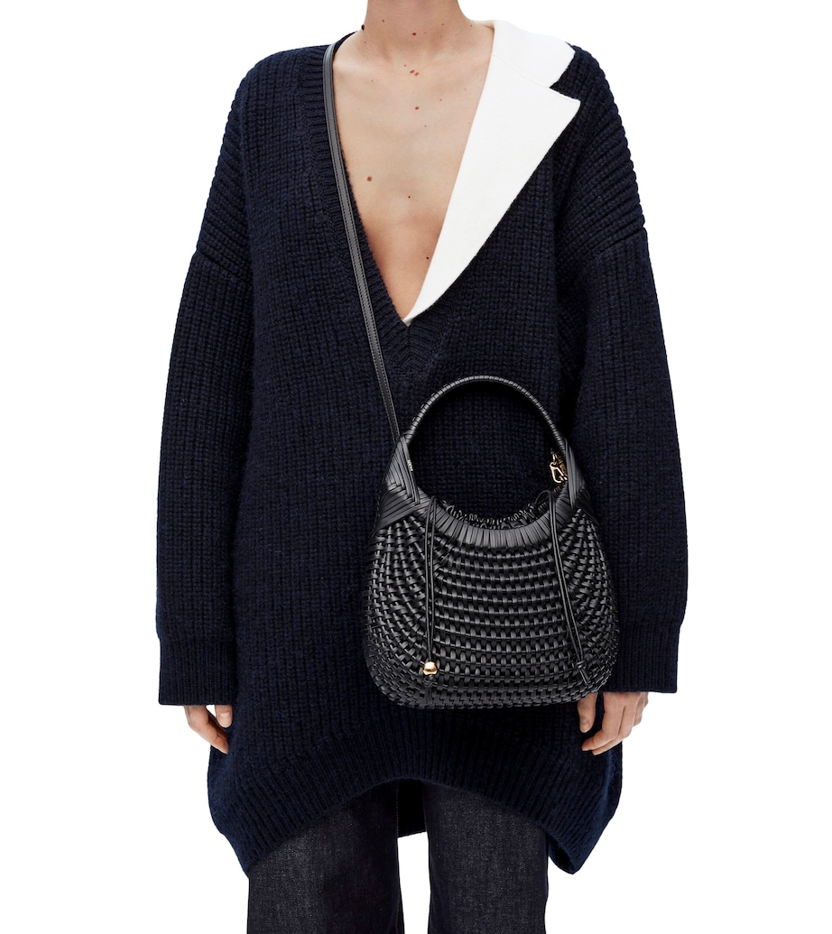 Leather Diamond Top-Handle Bag BLACK Image 11