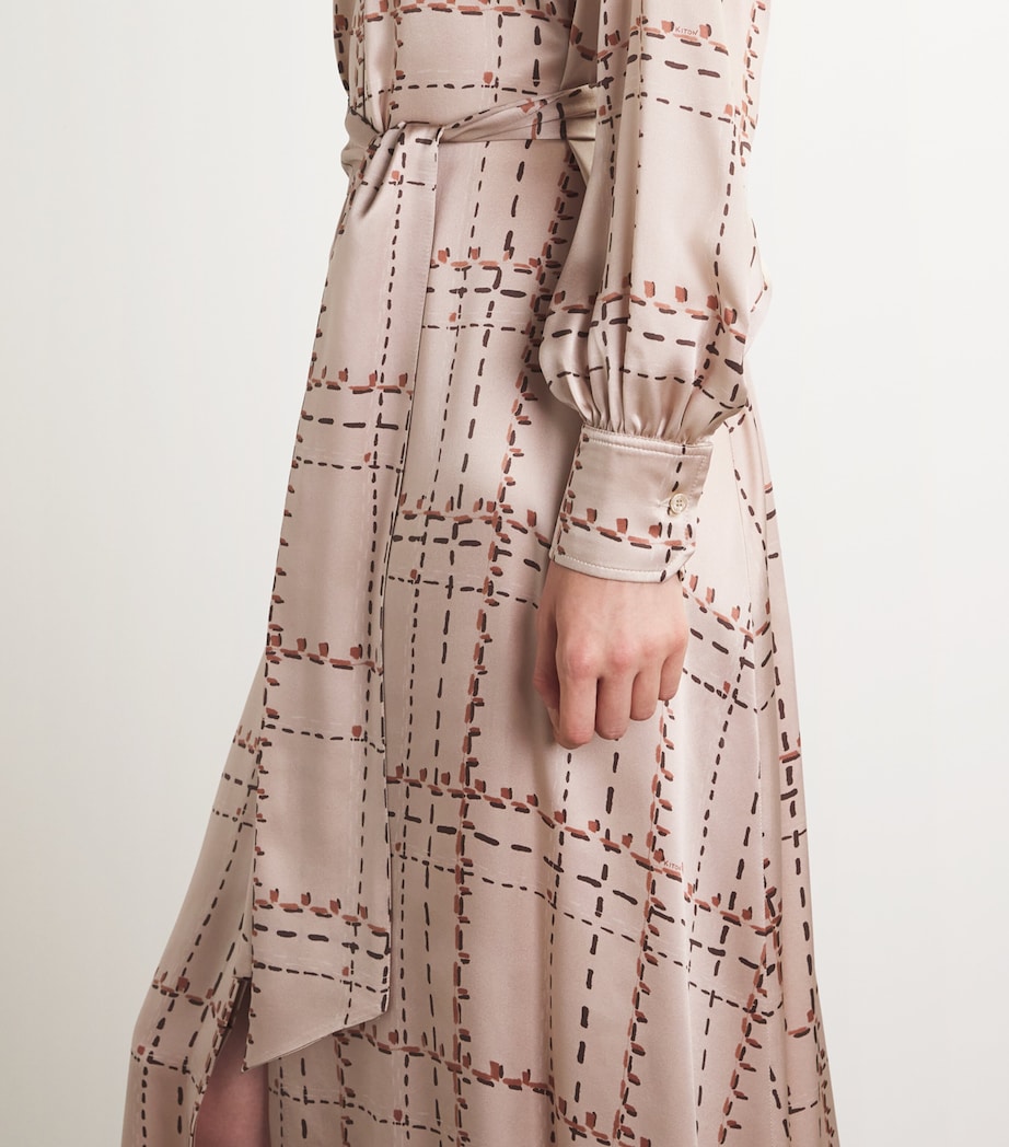 Kiton Womens Silk Belted Maxi Shirt Dress Powder Pink Image 4