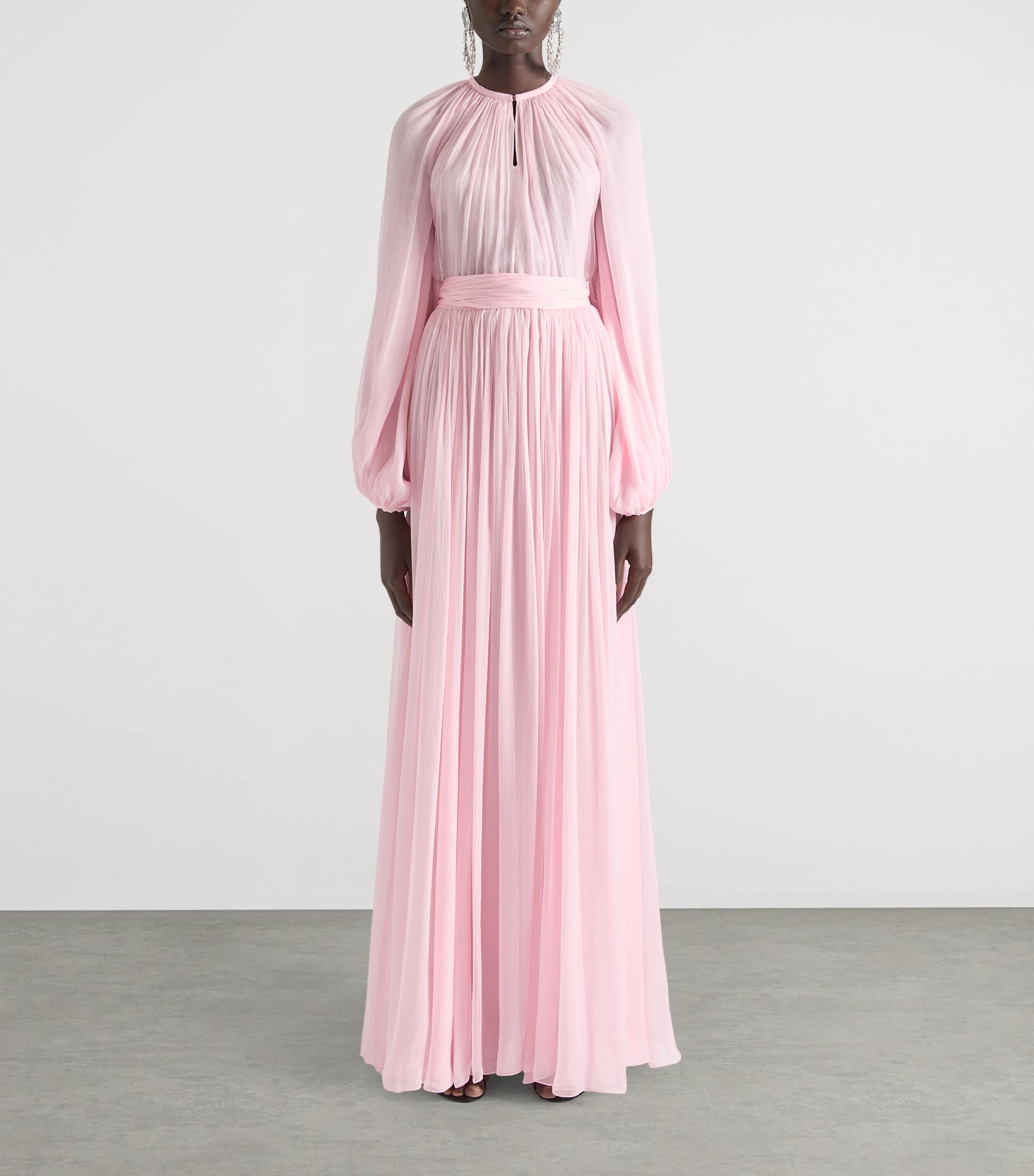 Silk Balloon-Sleeve Maxi Dress SORBET PINK Image 2