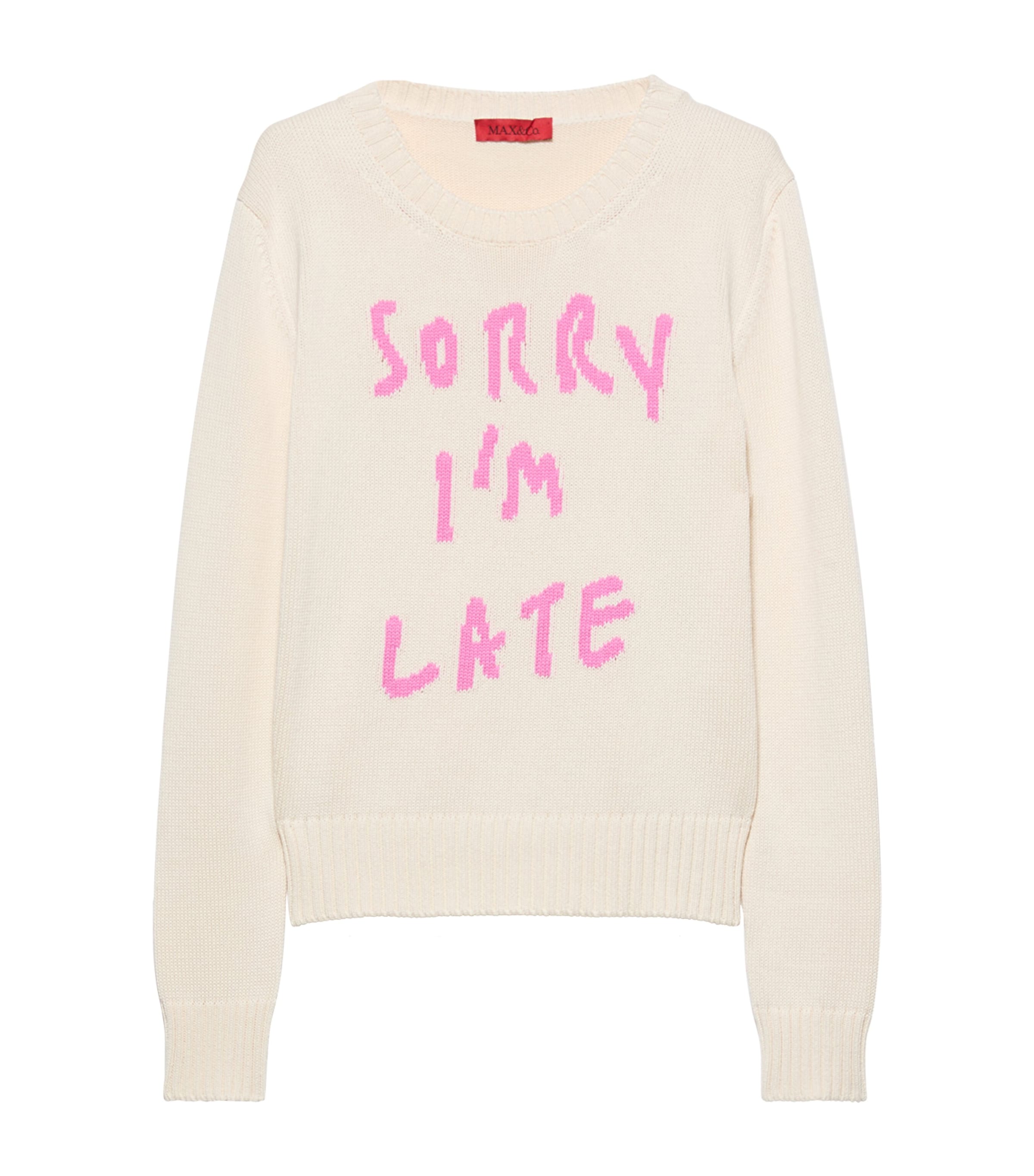 MAX&Co. Womens Cotton Slogan Sweater Wool White Image 1