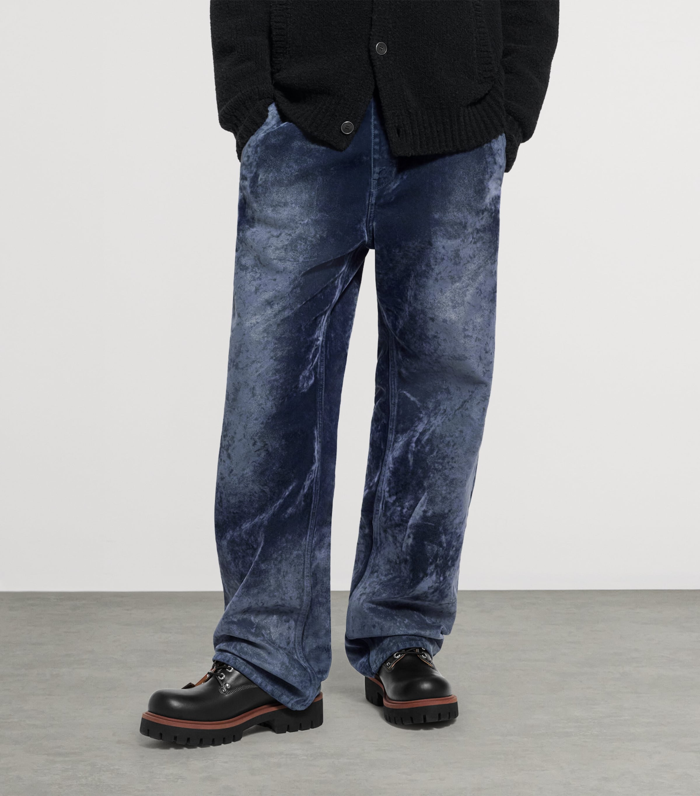 Velvet-Flocked Denim Trousers NIGHT SKY Image 2