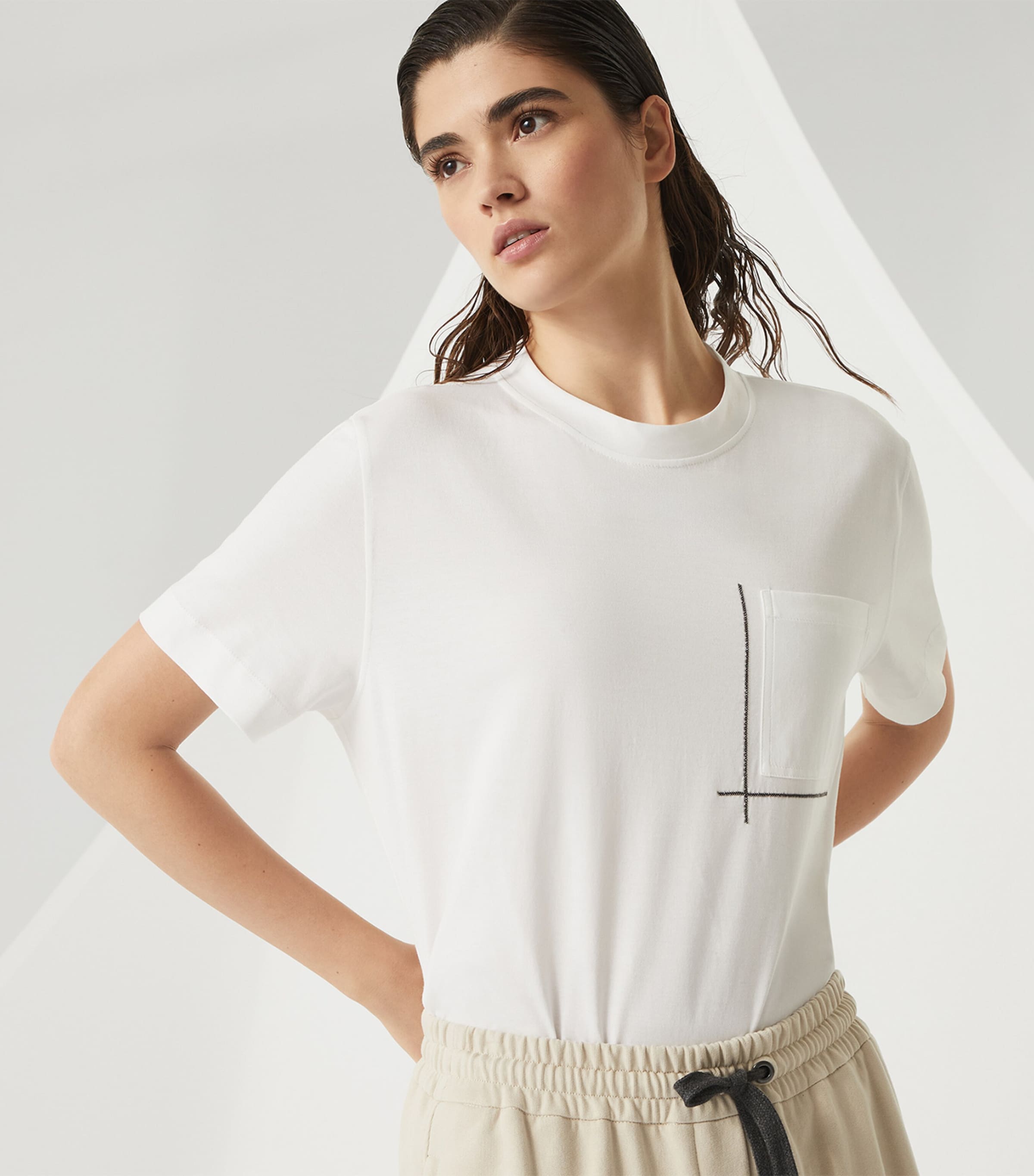 Tシャツ・カットソー Brunello Cucinelli Brunello Cucinelli Monili-Detailed Cotton Brunello Cucinelli Cotton Monili-Detail Pocket T-Shirt