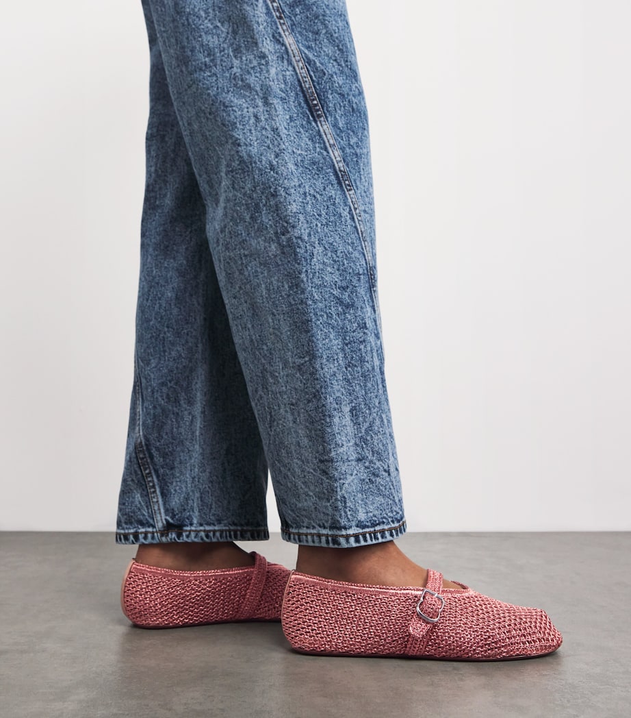 Lurex Crochet Ballet Flats PALE PINK Image 2