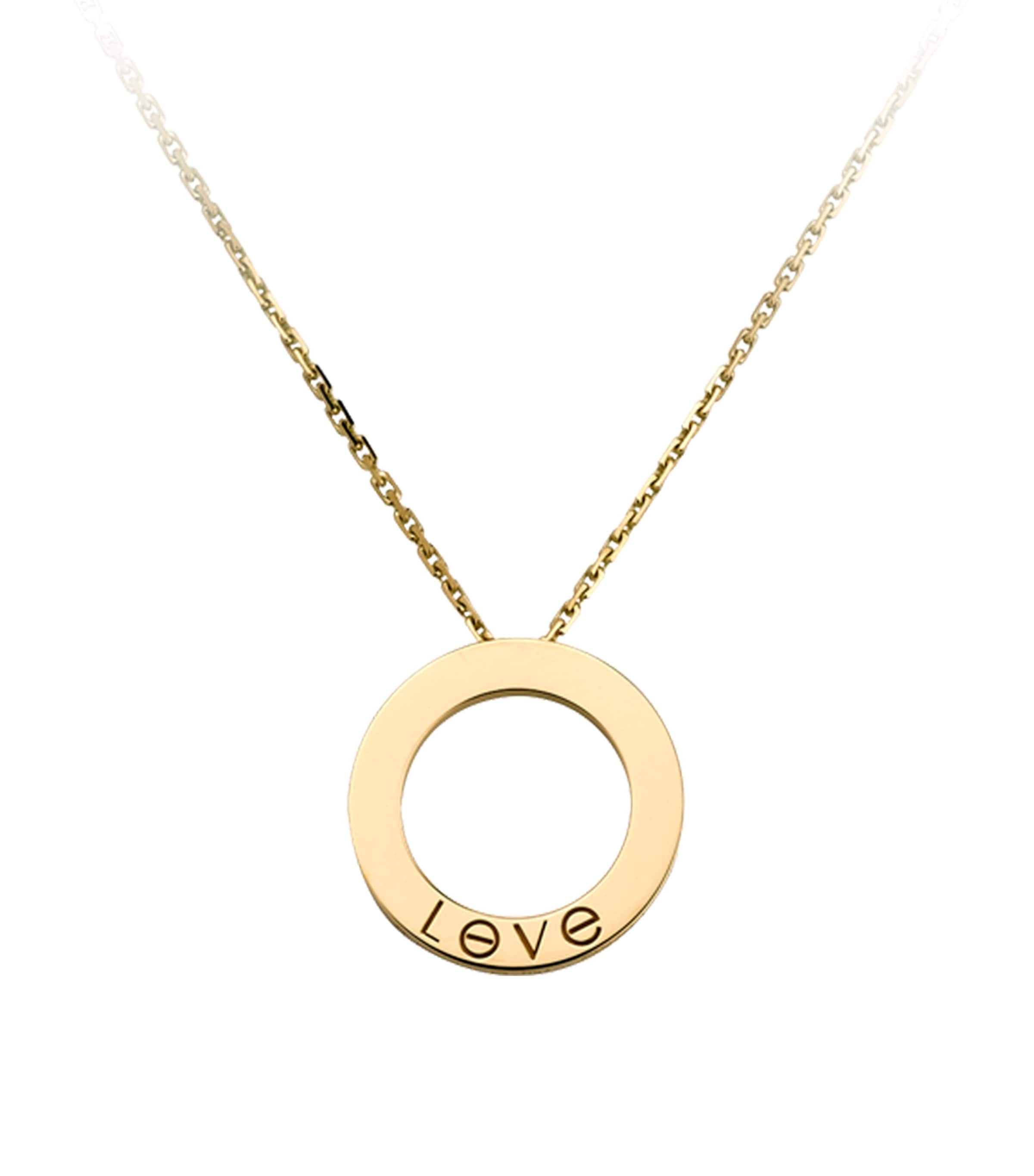 Yellow Gold and Diamond LOVE Necklace YELLOW GOLD Image 10
