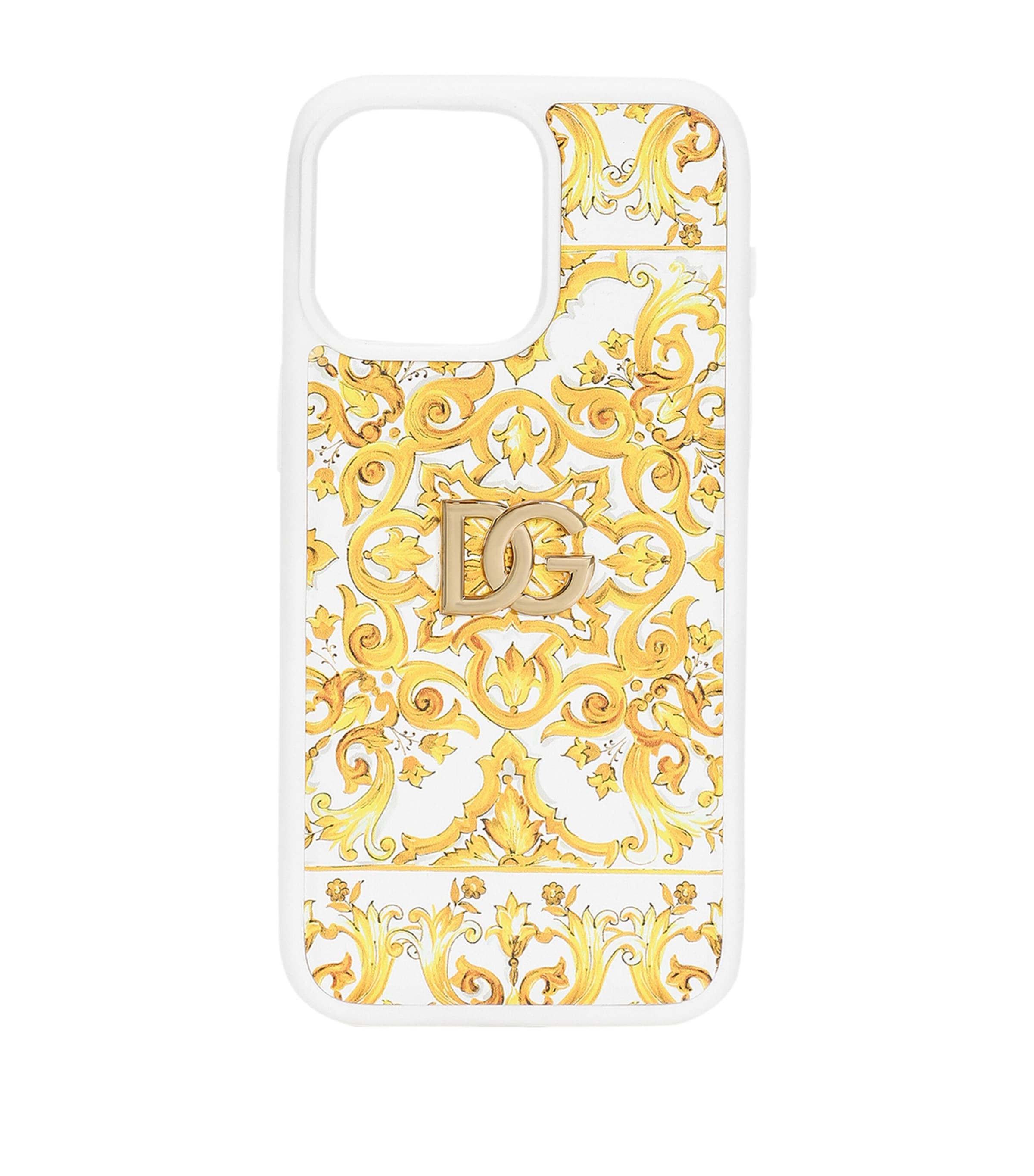 Dolce & Gabbana Leather Maiolica Iphone 15 Pro Max Case In Black