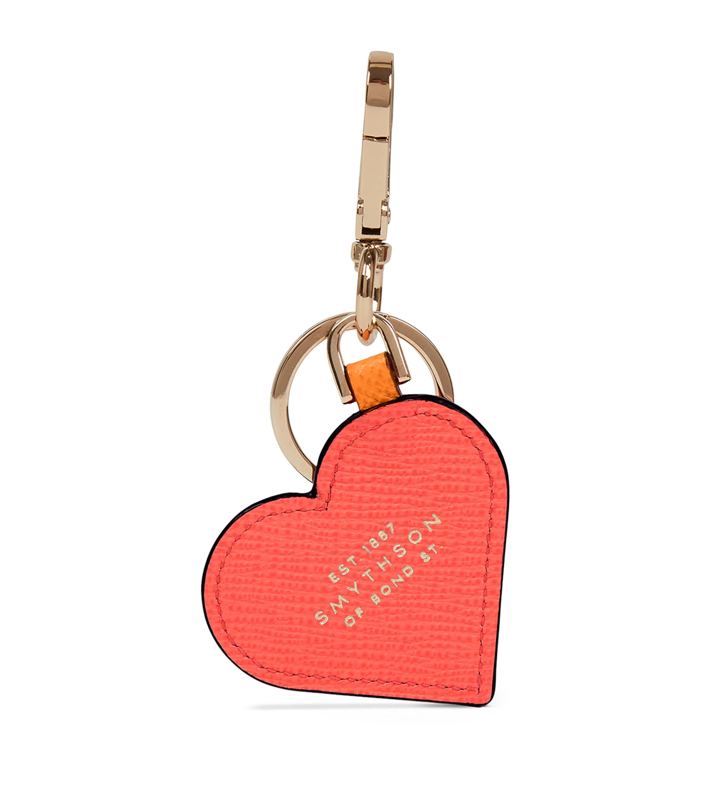 Smythson Leather Heart Keyring In Gold