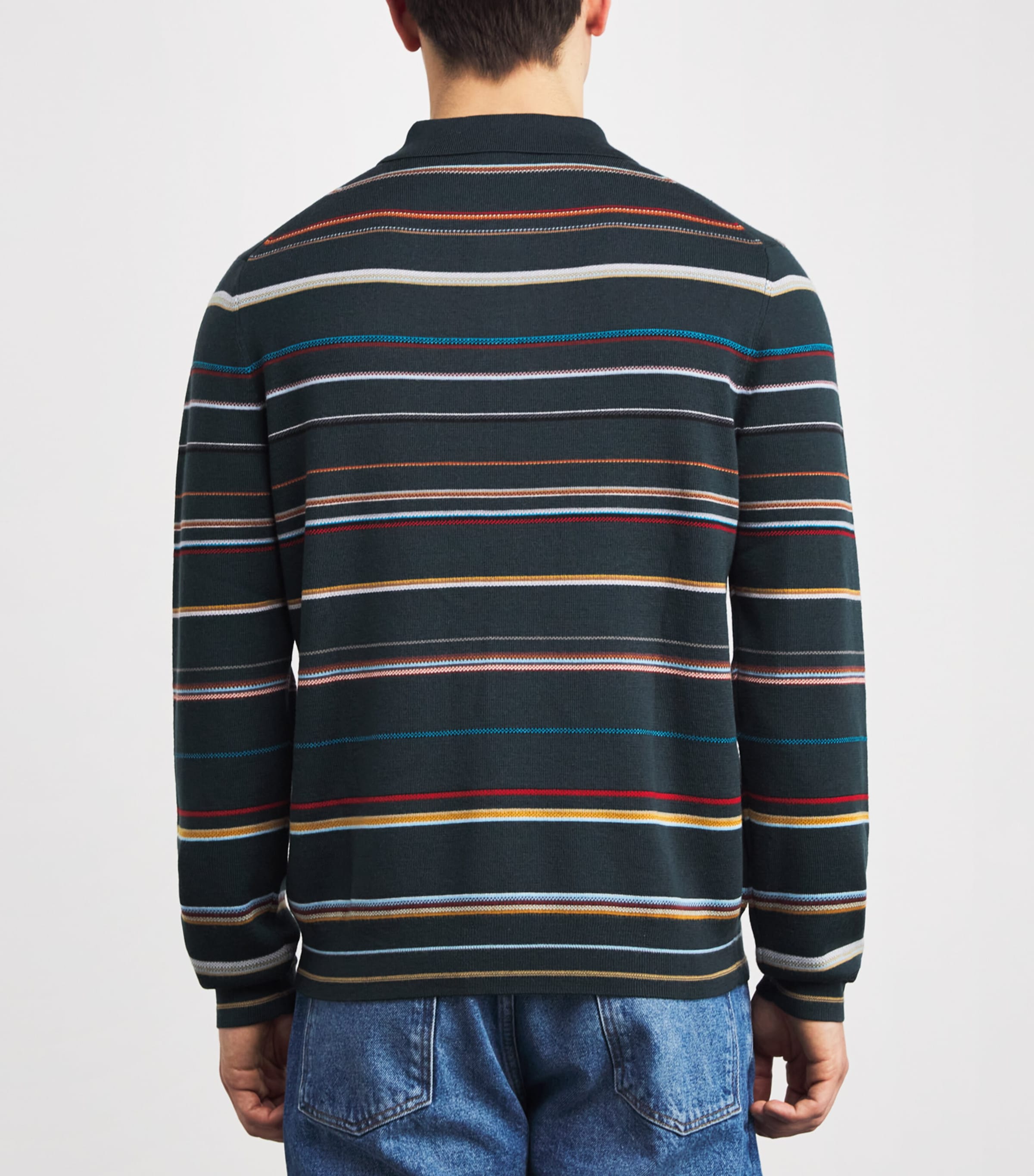 Merino Signature Stripe Polo Shirt GREEN-38 Image 4