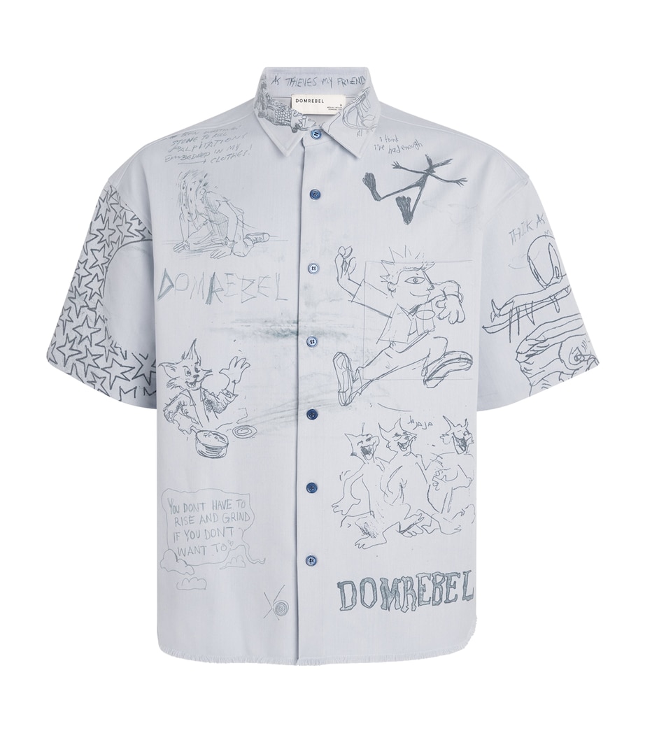 DOMREBEL Mens Sketchy Short-Sleeve Shirt Blue Image 1