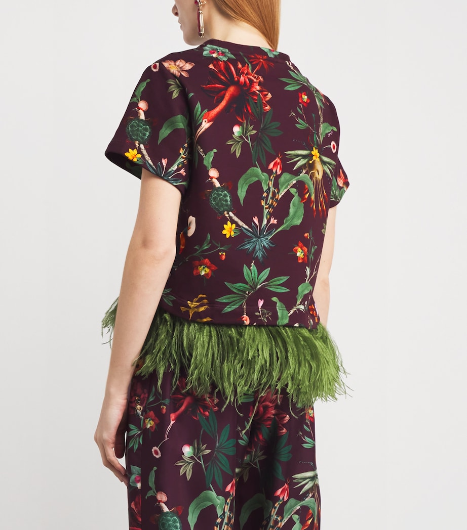 Cotton Feather-Trim Floral Top RE02ZOOFLORA Image 4