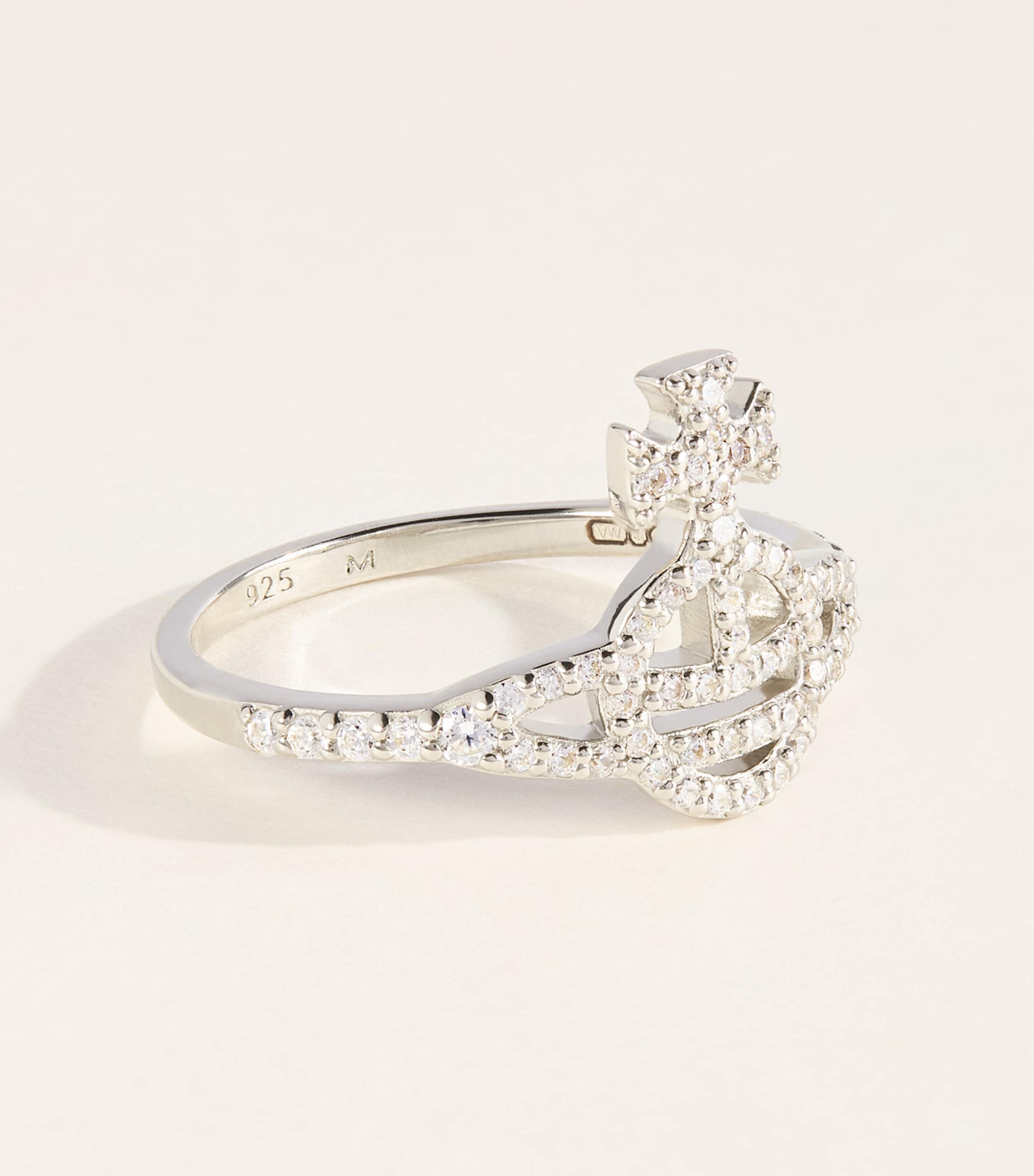 Vivienne Westwood Recycled Silver Calliope Ring Platinum / White Cz Image 3