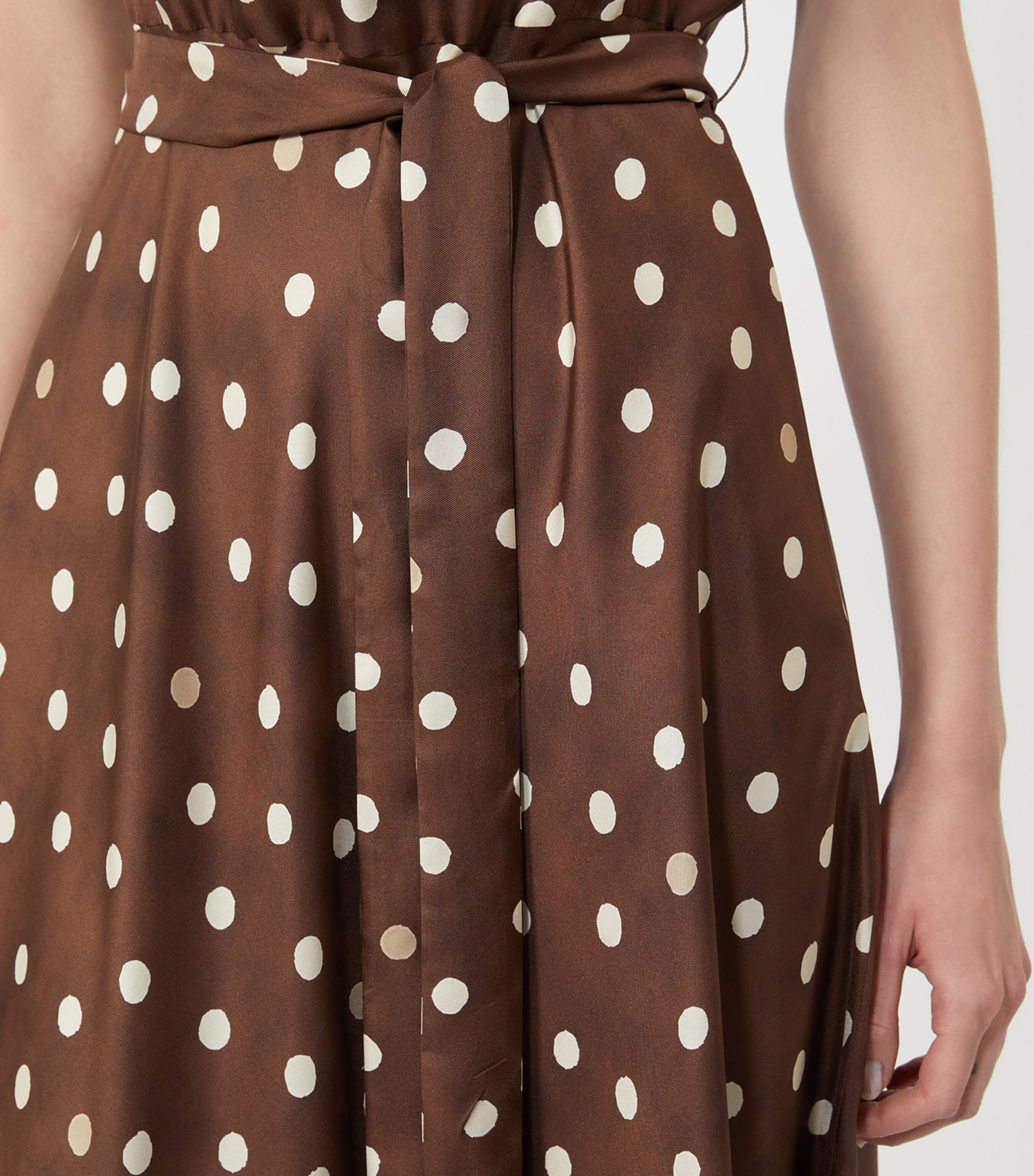 Max Mara Womens Silk Polka-Dot Martina Midi Dress Brown Image 5