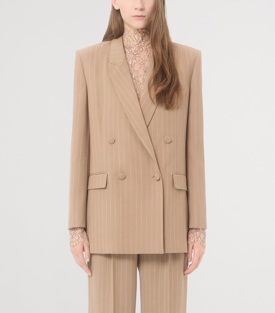 Valentino Womens Virgin Wool Pinstripe Blazer Image 3