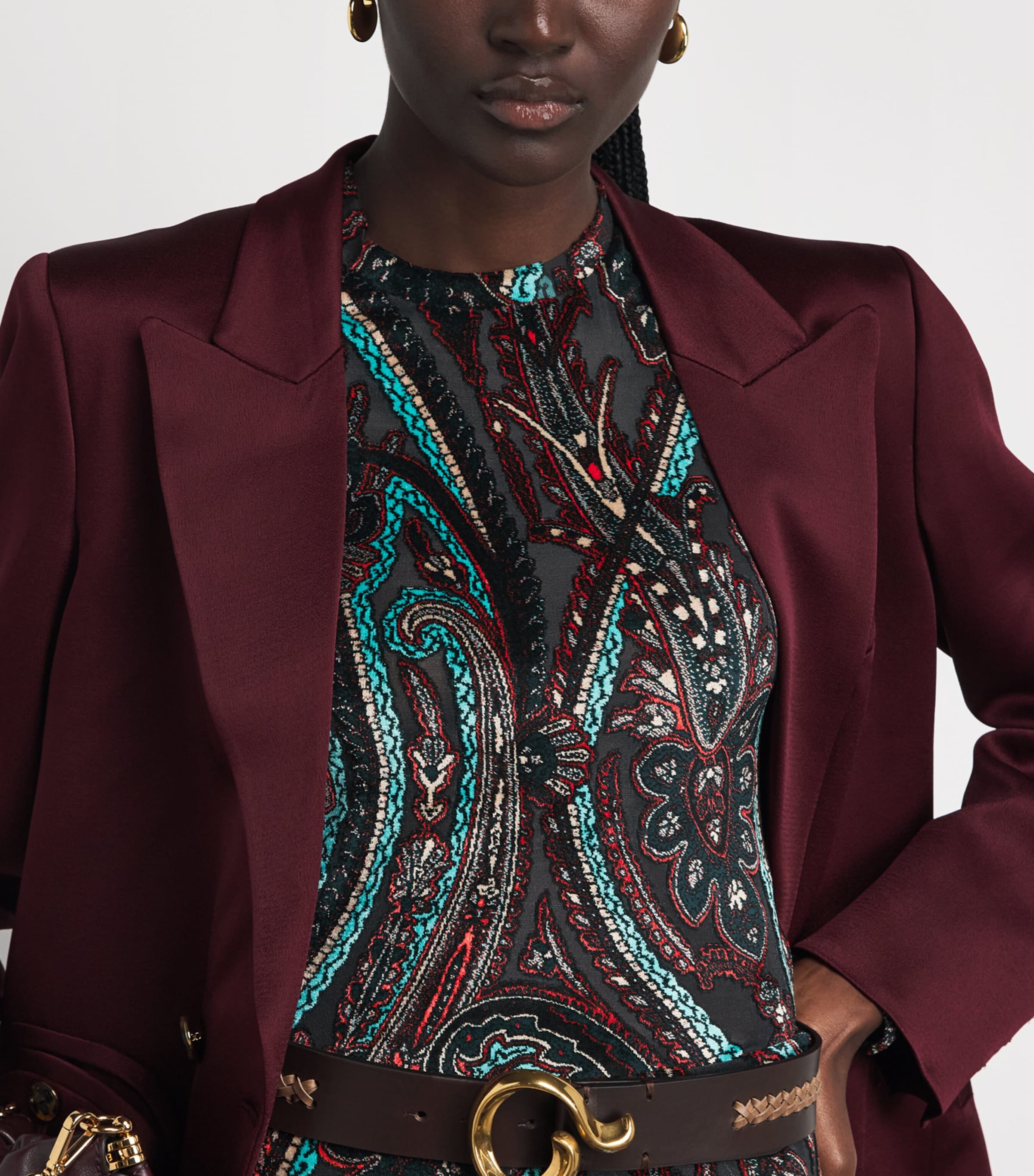 Etro Womens Appliqué-Mesh Top Grey Image 3