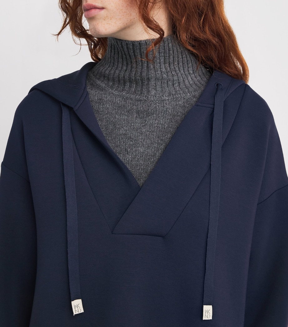V-Neck Drawstring Hoodie NAVY Image 6