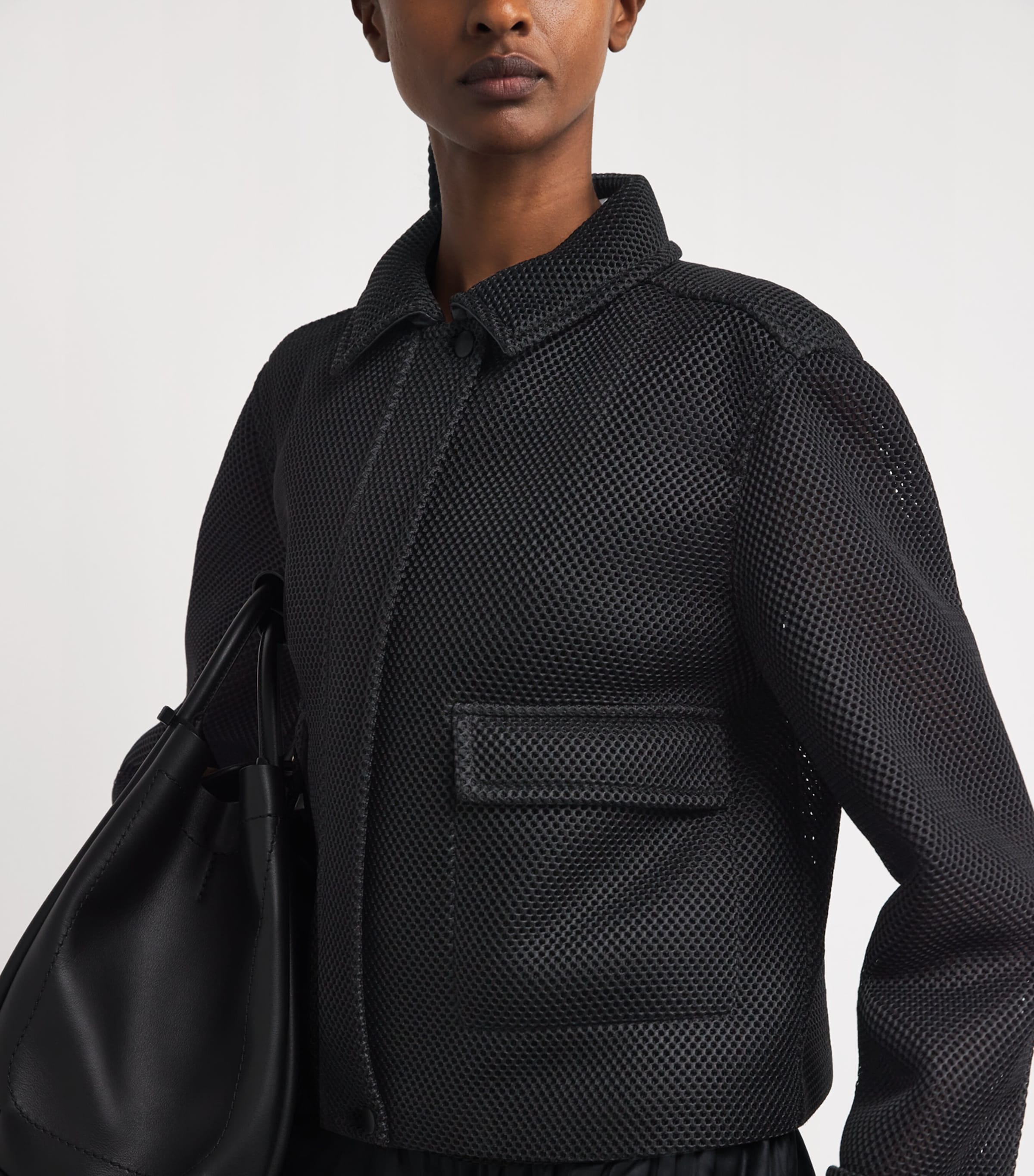 Mesh Bomber Jacket BLACK Image 6