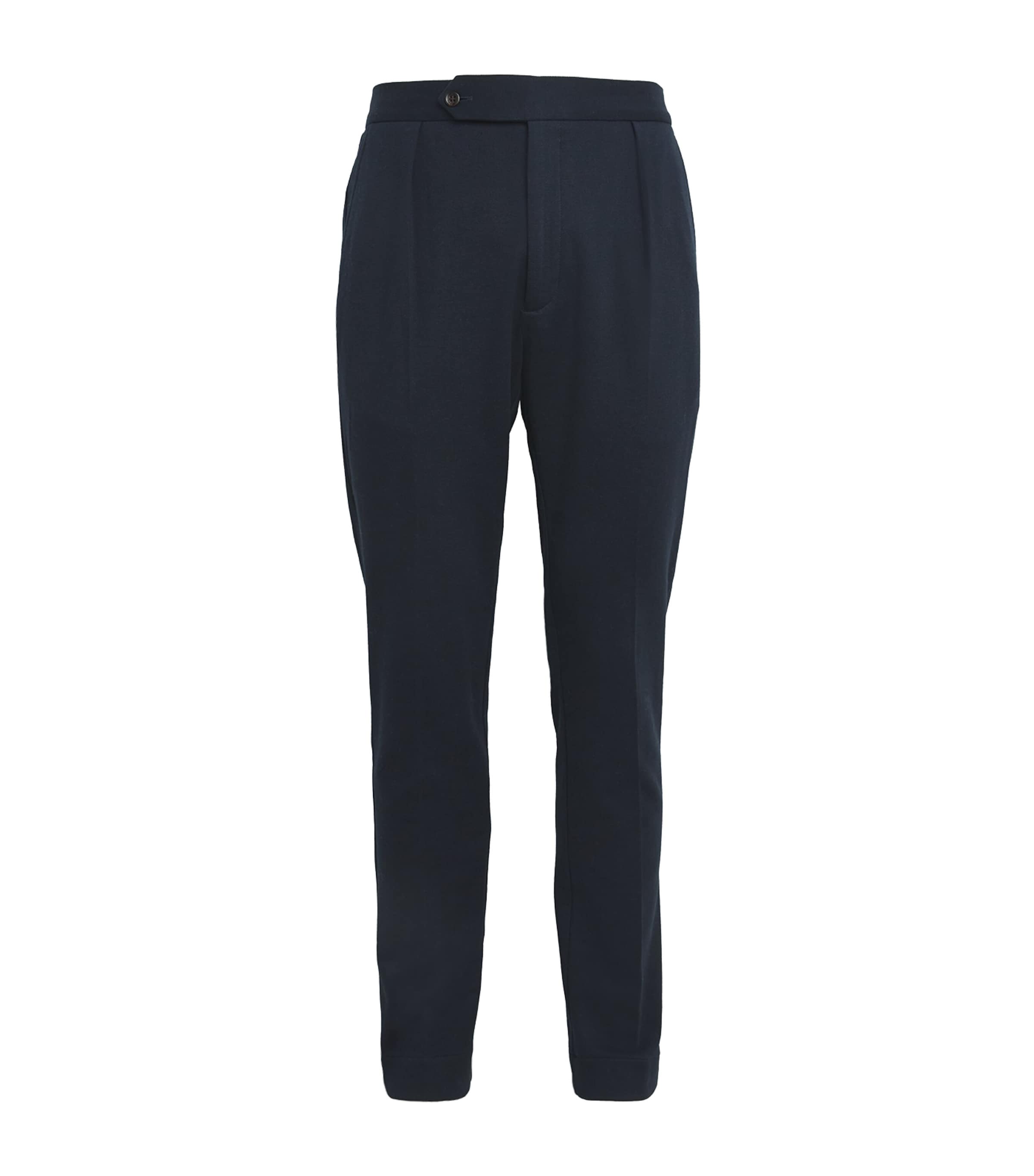 Polo Ralph Lauren Cotton-blend Pleated Trousers In Navy