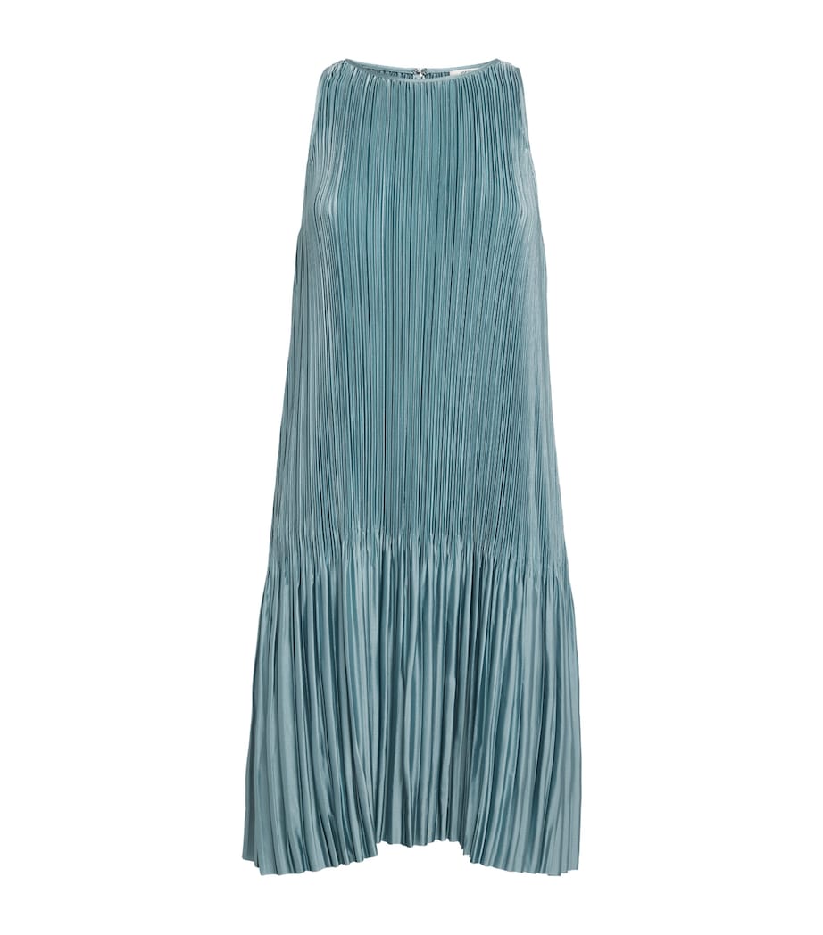 Joseph Womens Satin Pleated Rida Midi Dress Chambray Image 1