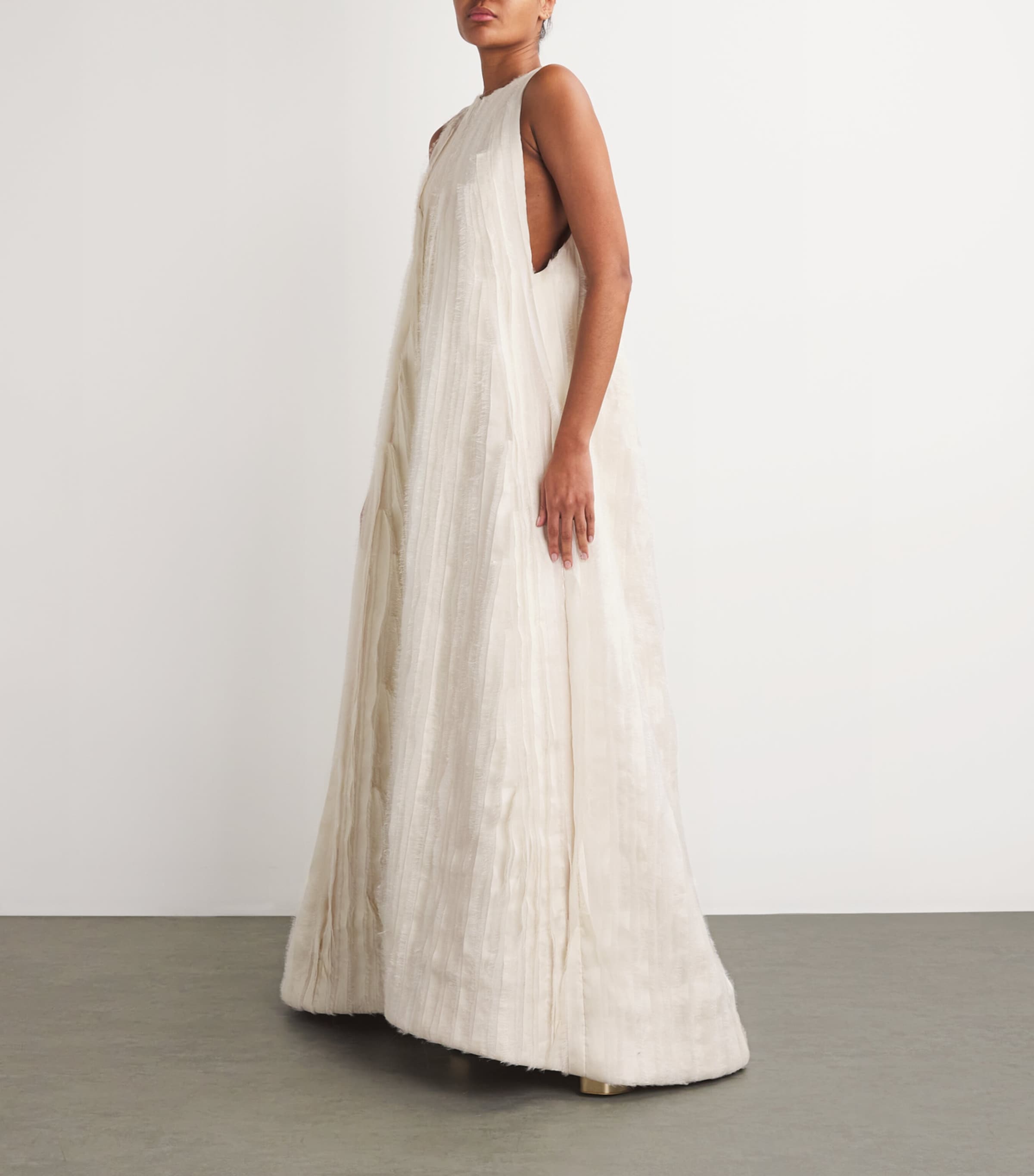 Shredded-Effect A-Line Gown WHITE Image 2