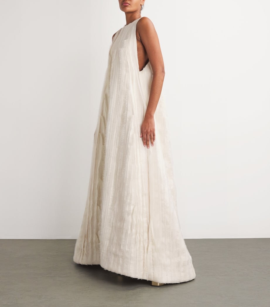 Shredded-Effect A-Line Gown WHITE Image 2