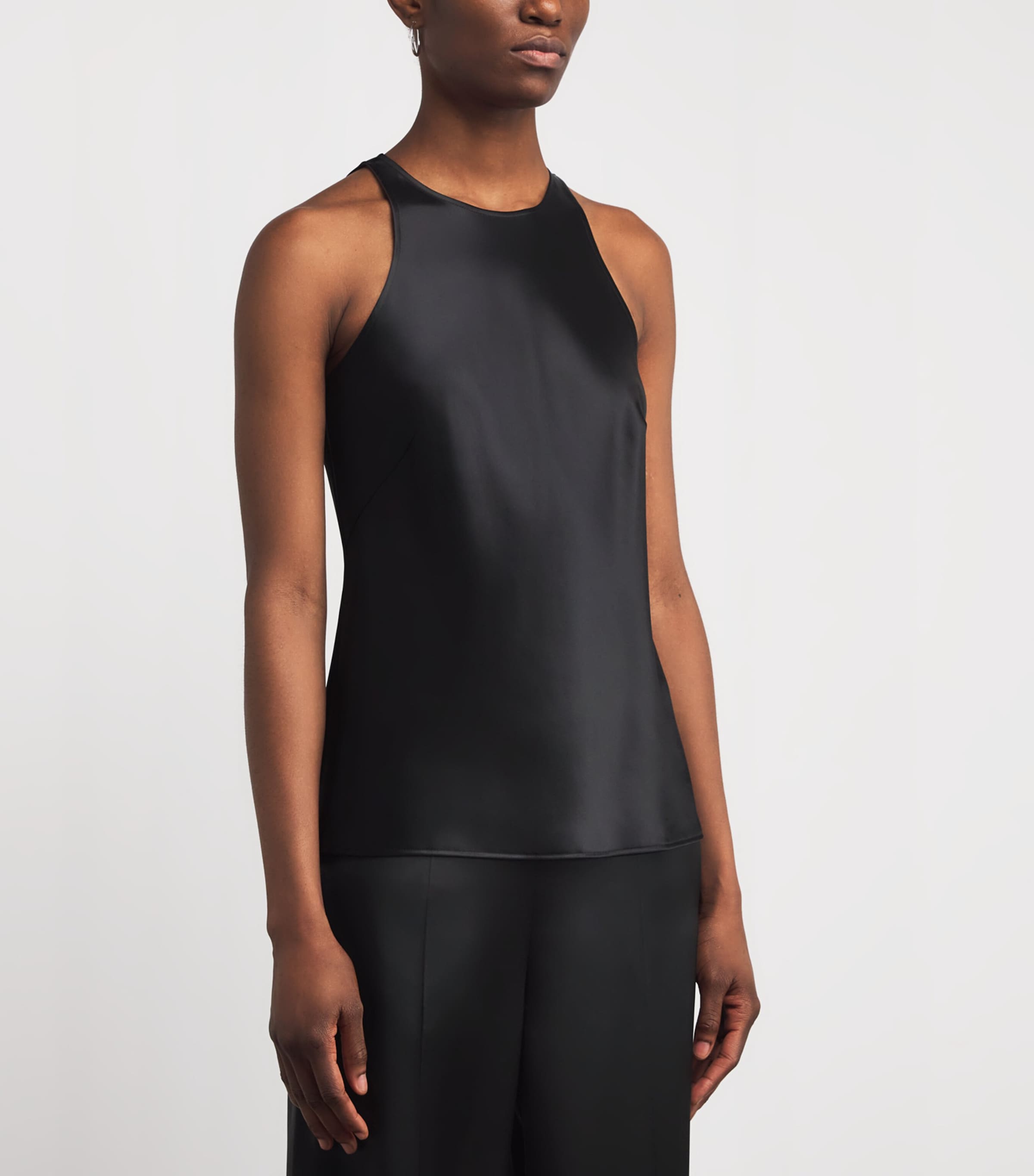 Satin Ritz Sleeveless Top BLACK Image 3