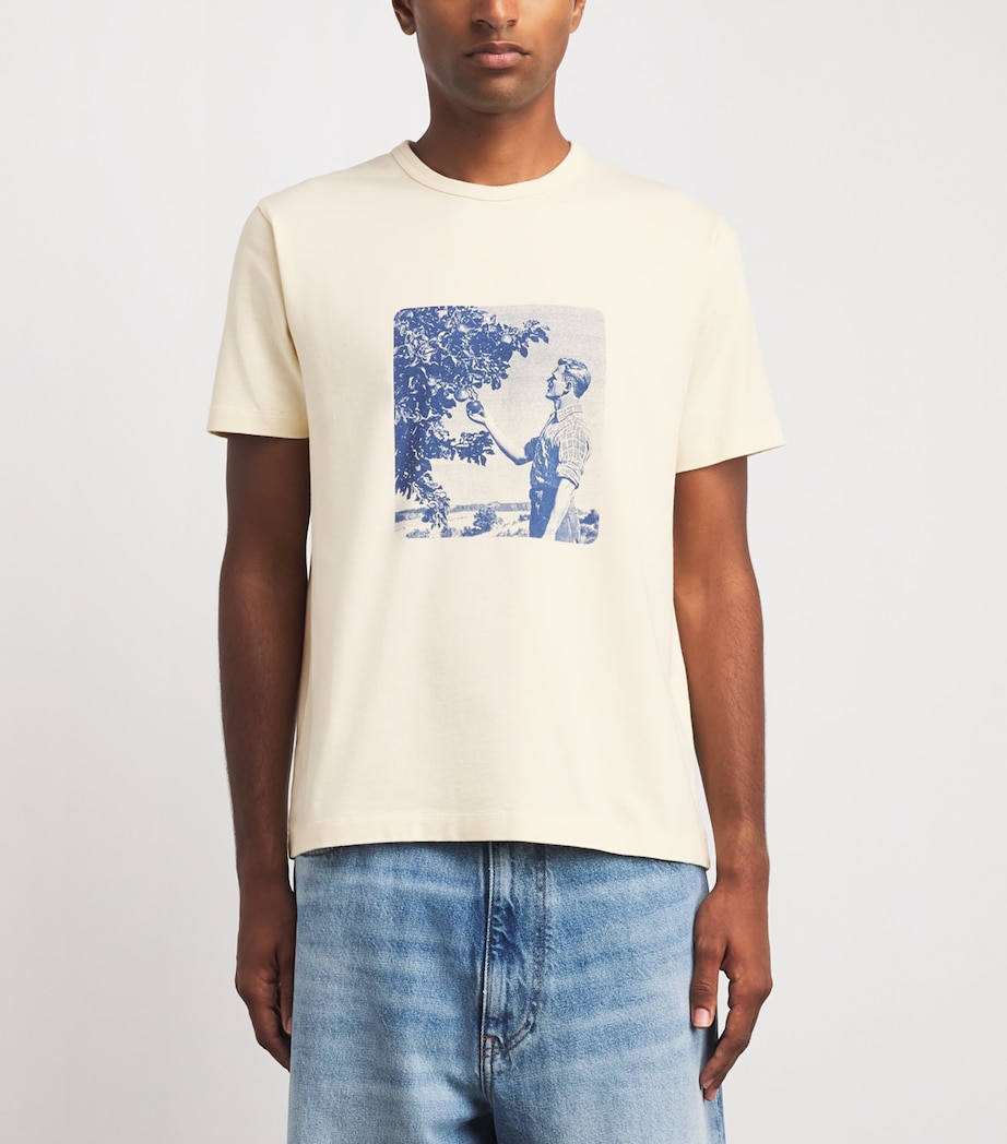 JW Anderson Mens Cotton Picking Fruit T-Shirt Ecru Image 4