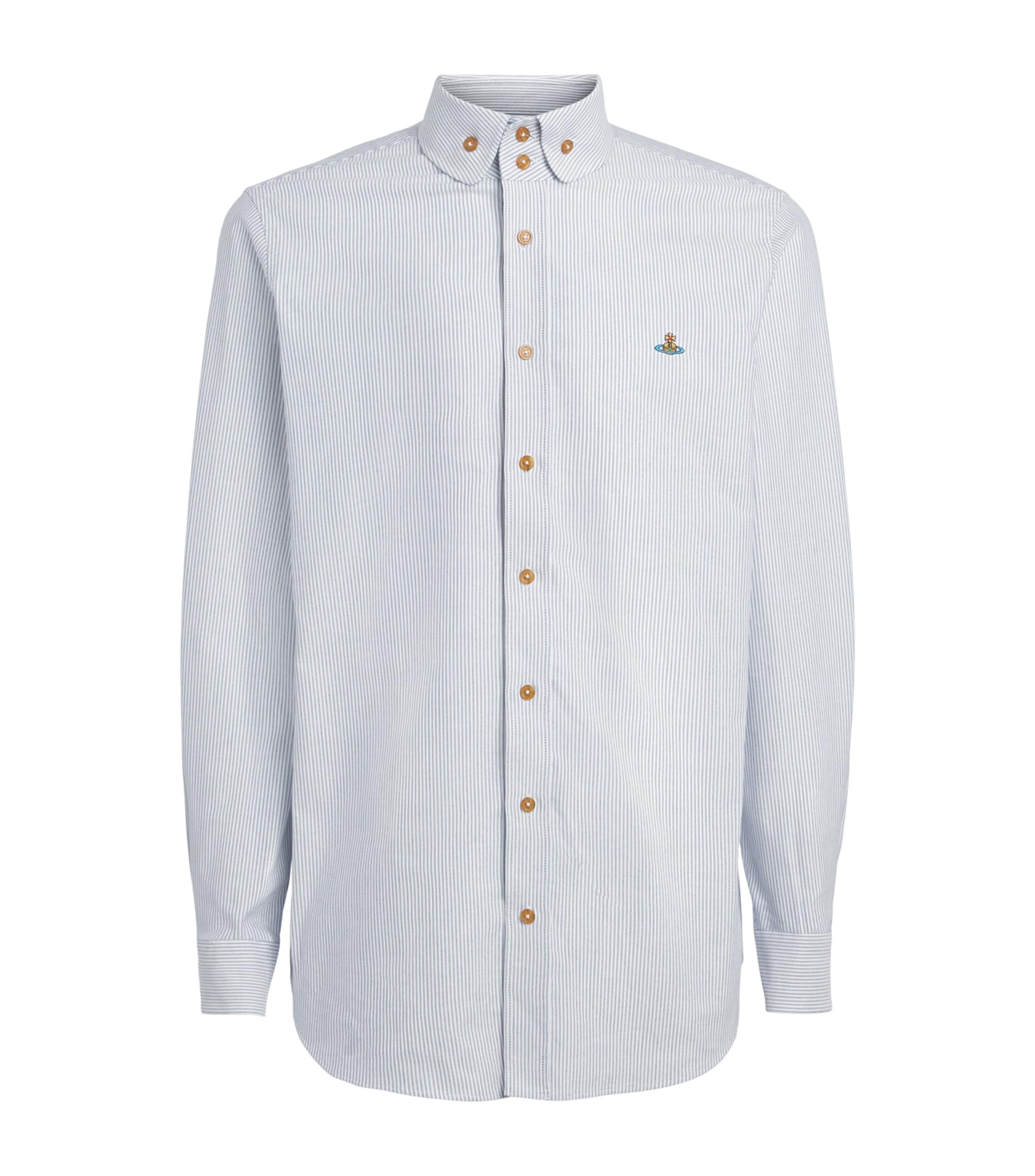 Vivienne Westwood Mens Organic Cotton Two-Button Krall Shirt Ink Stripe Image 1