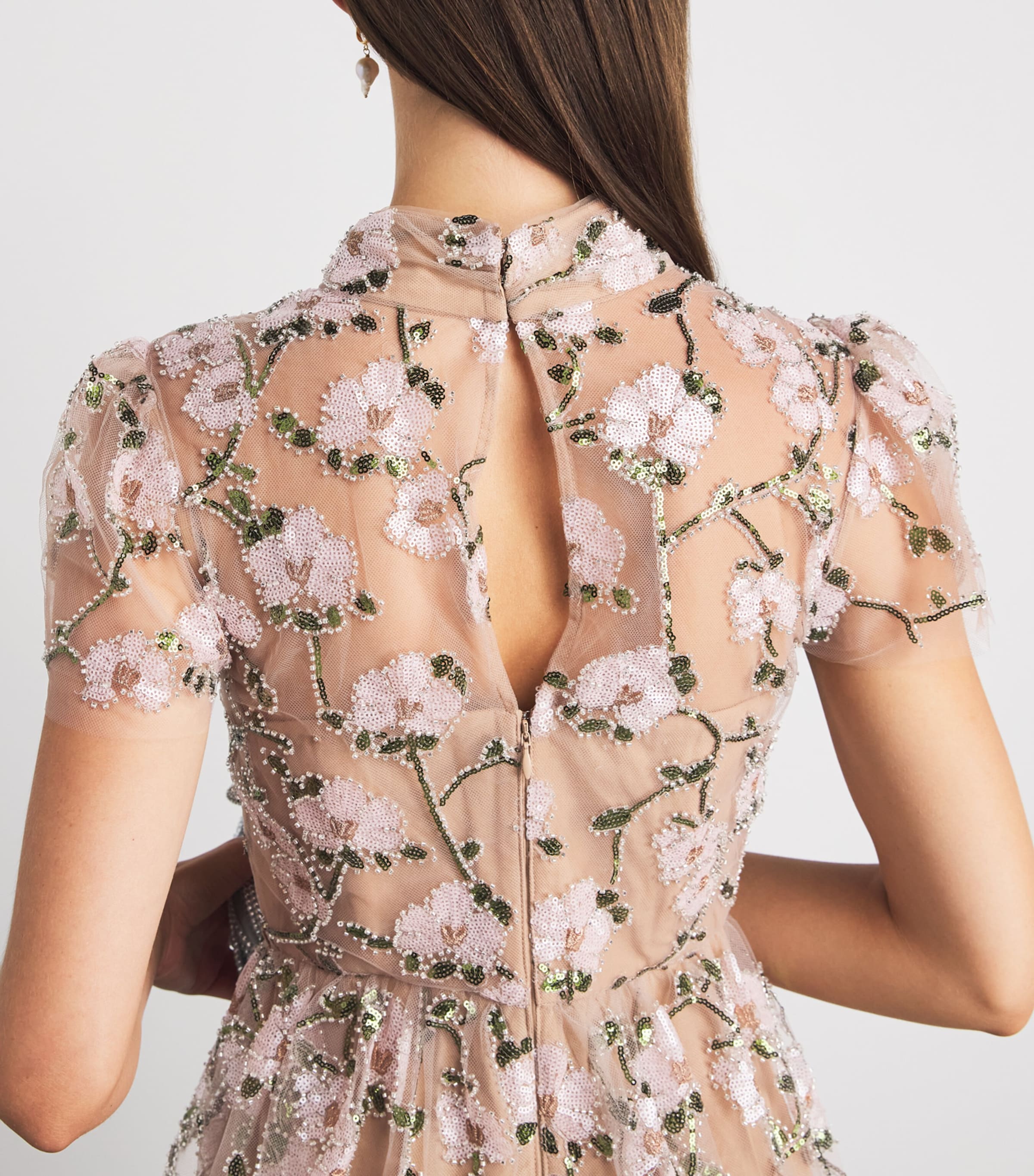 Self-Portrait Womens Sequin-Embellished Tiered Midi Dress Pink Image 3