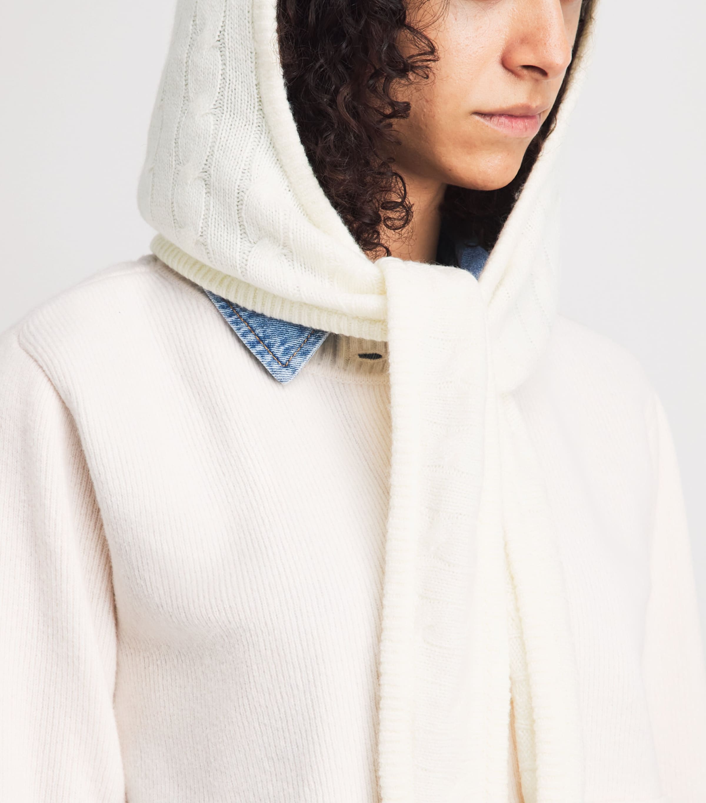 Polo Ralph Lauren Wool-Cashmere Cable-Knit Wrap Snood Cream Image 3