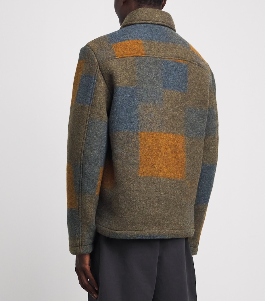 NN.07 Mens Wool-Blend Check Gael Overshirt Brown Check Image 5