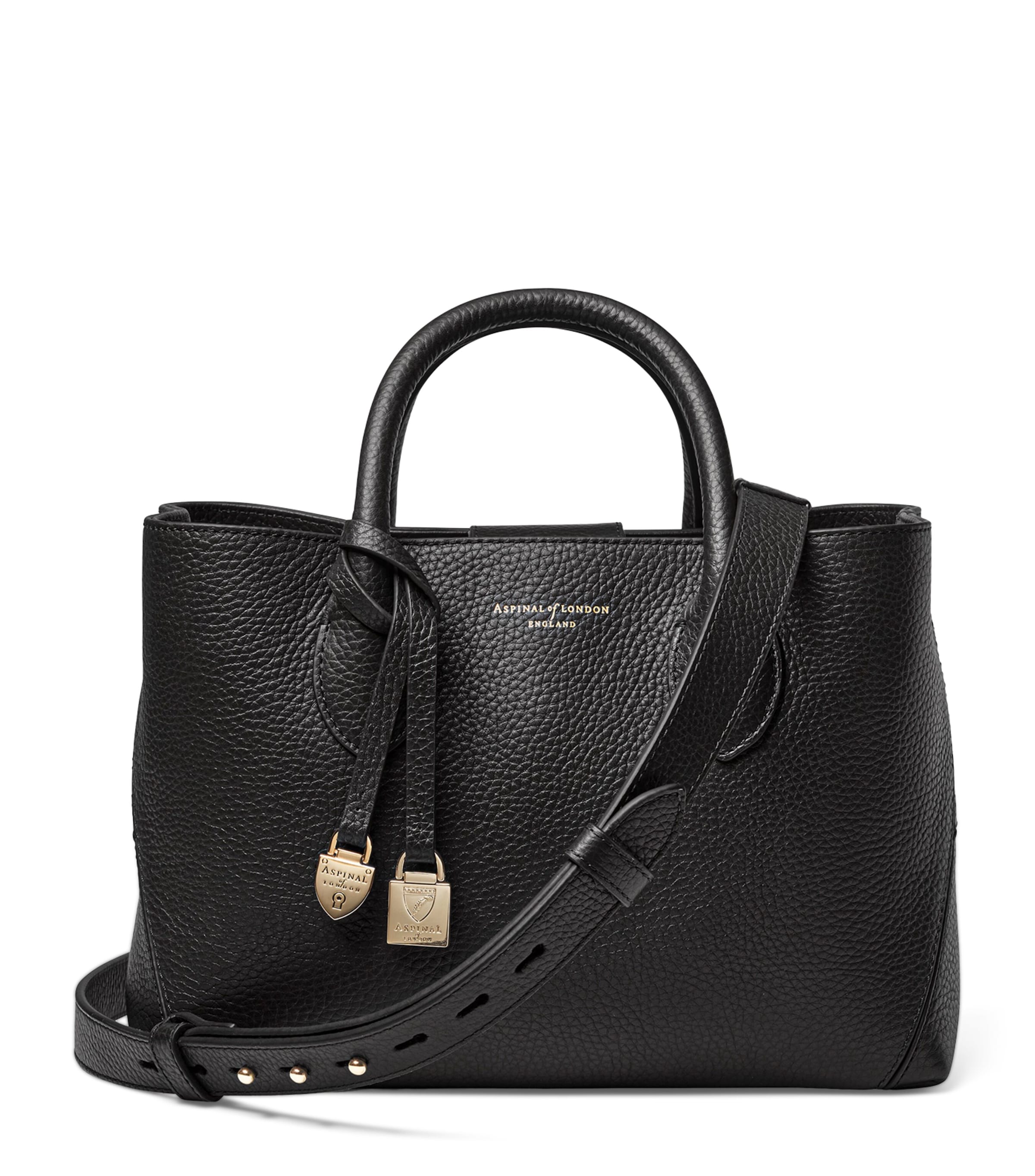 Aspinal Of London Midi Leather London Tote Bag In Black
