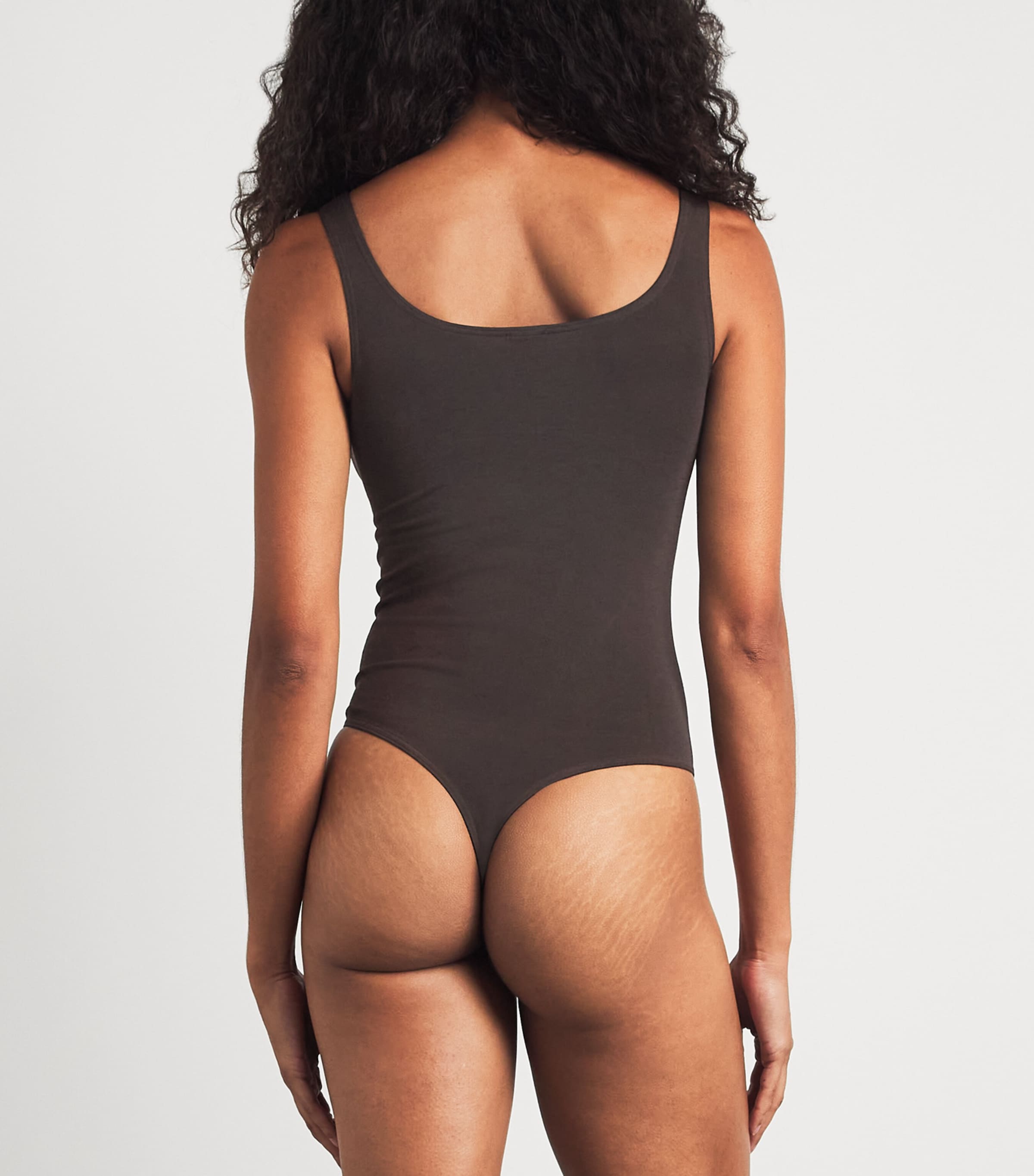 Wolford Womens Cotton-Blend Jamaika Bodysuit Dark Wood Image 4