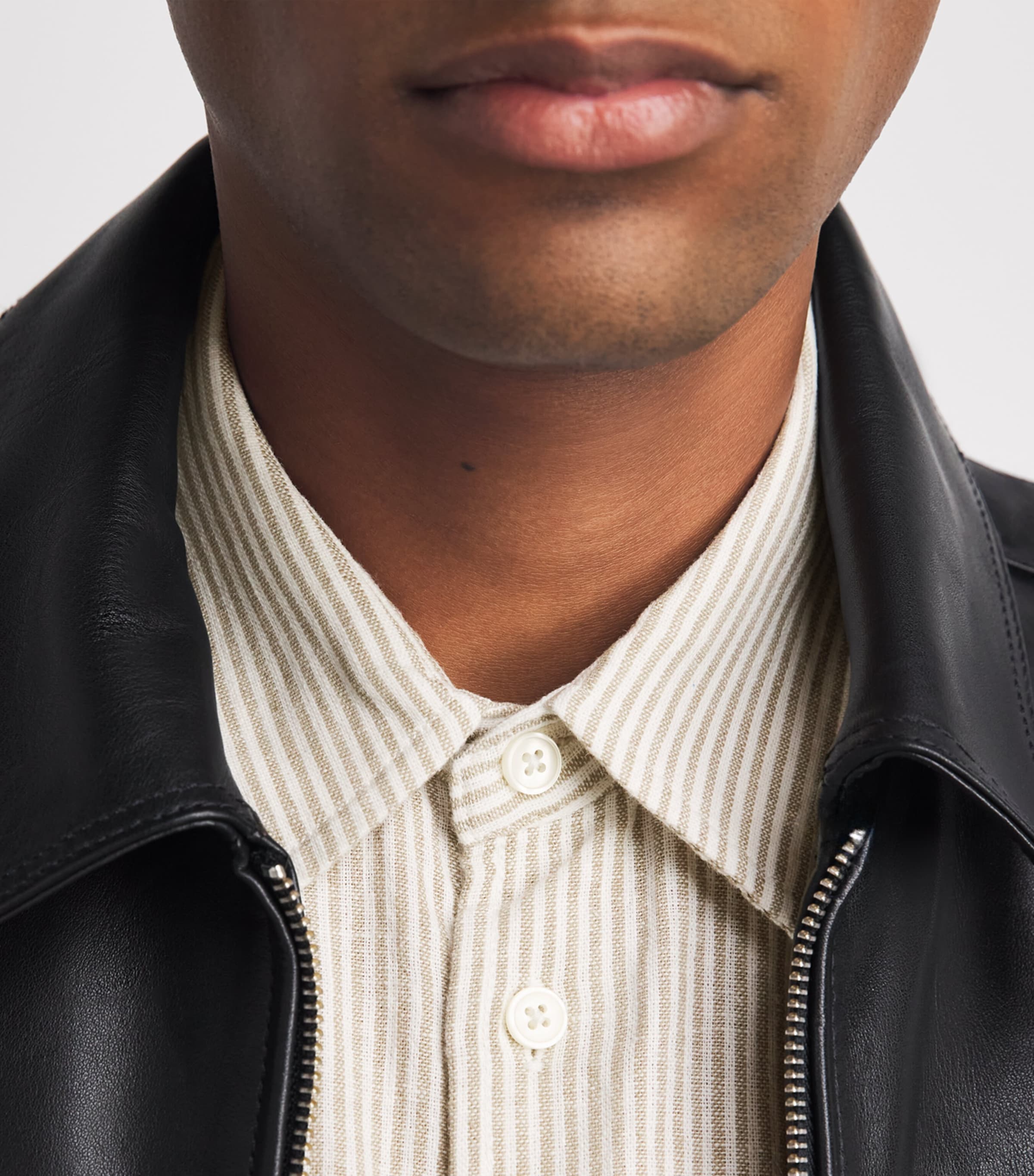Samsøe Samsøe Mens Linen-Organic Cotton Stripe Saliam Shirt Aluminium Image 3