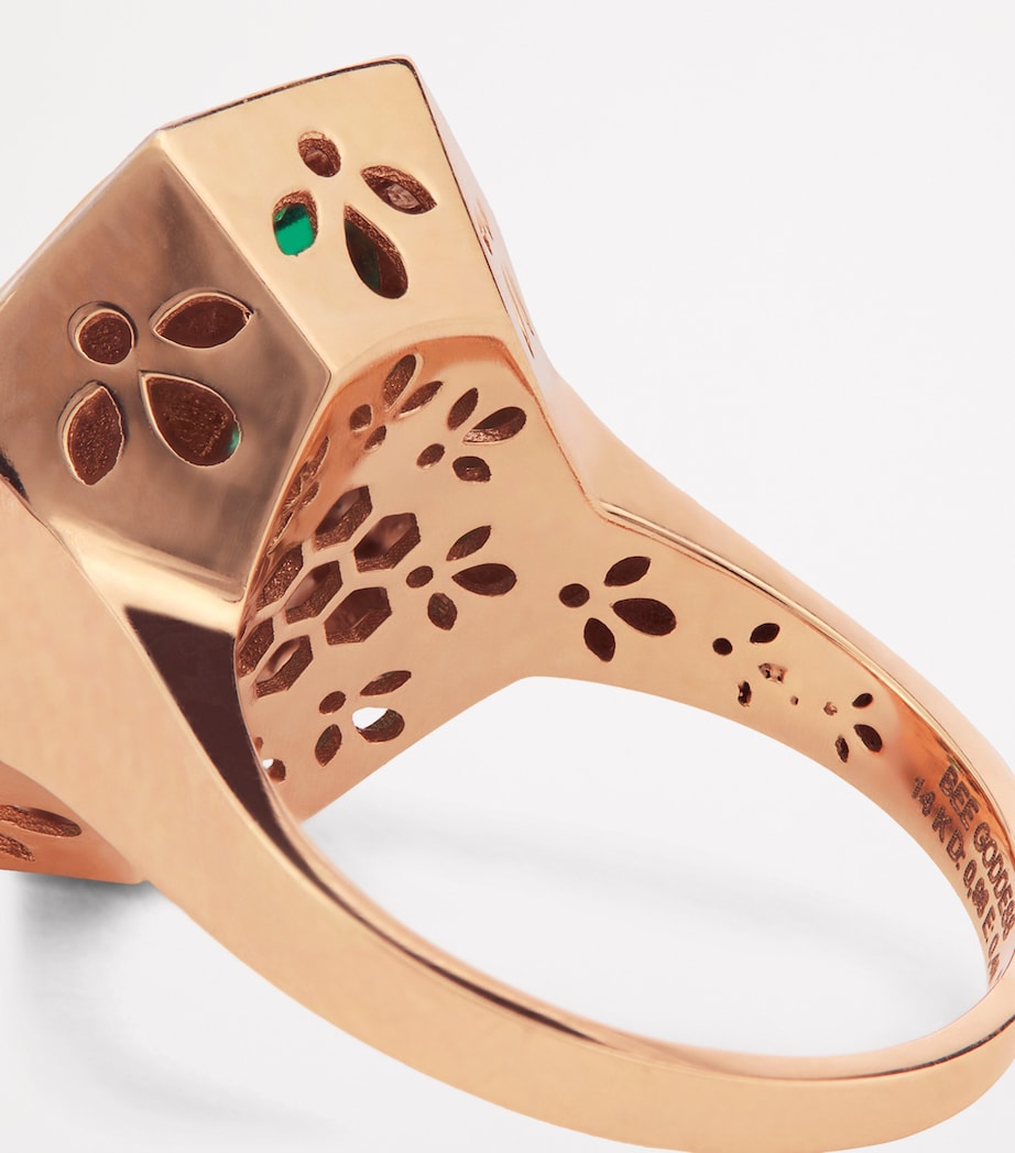 Rose Gold Diamond and Emerald Honeycomb Ring ROSE GOLD Image 5