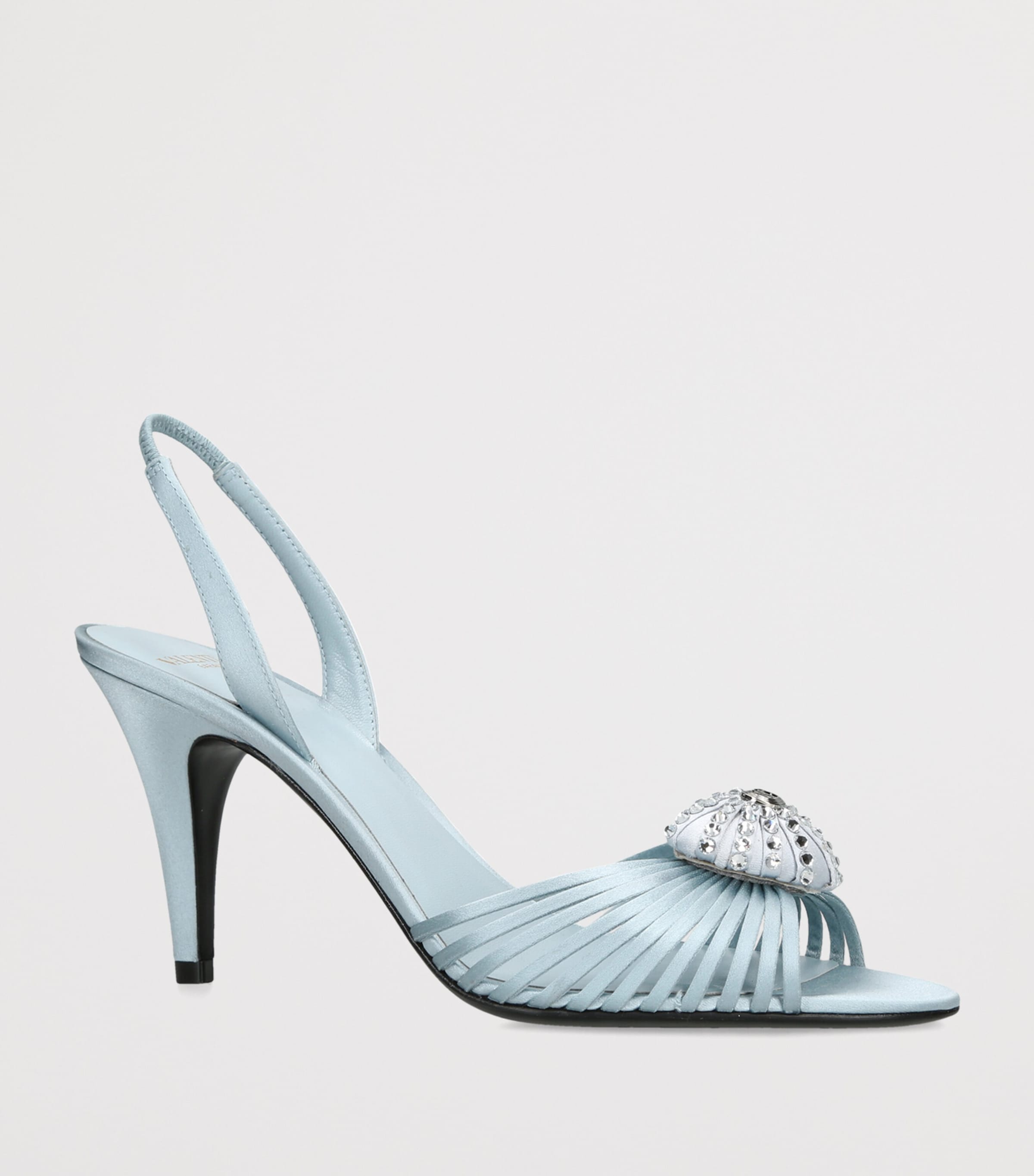 Valentino Garavani Satin Royal Slingback Heels 85 Pale Blue Image 3
