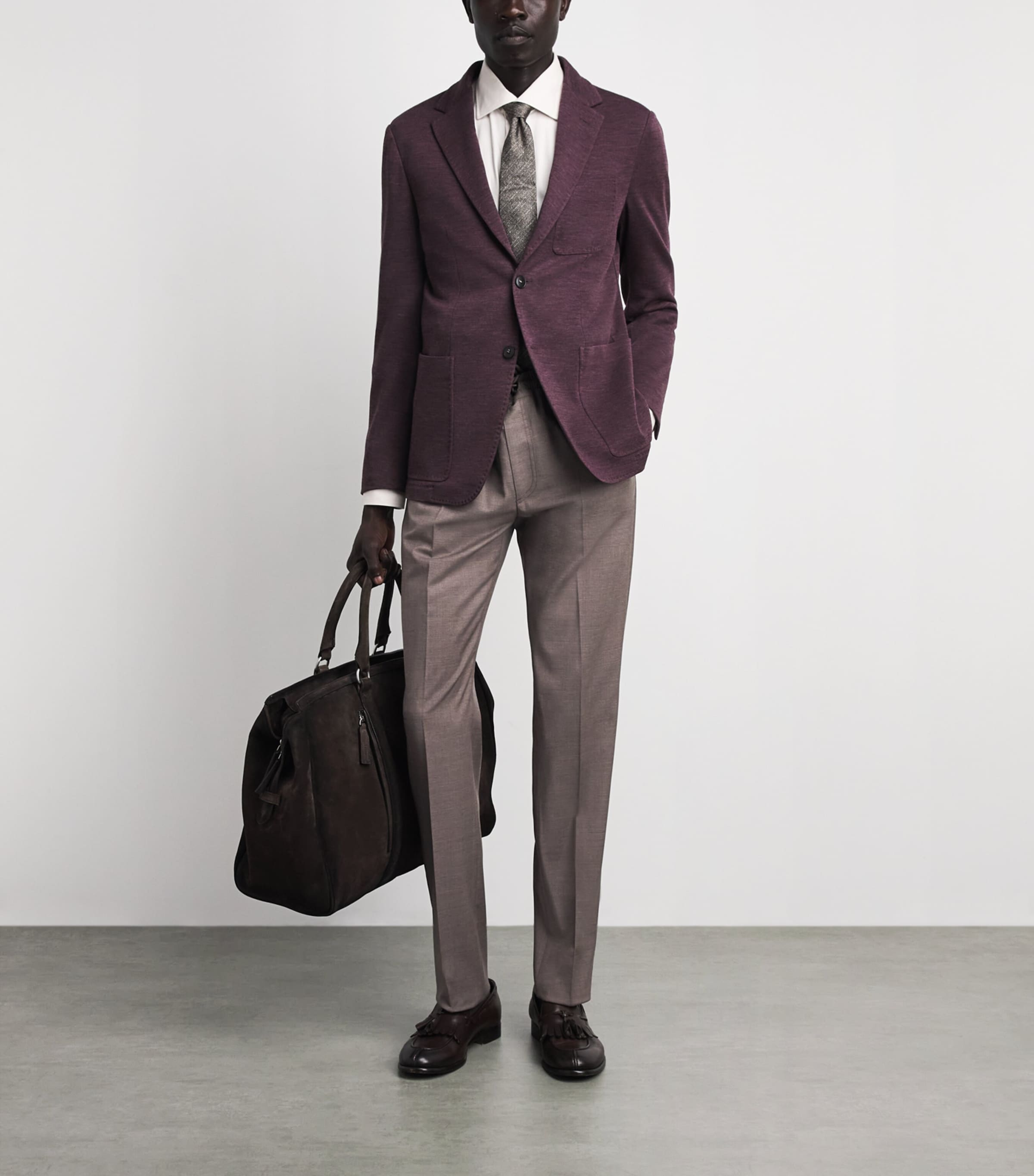 Pal Zileri Mens Stretch-Virgin Wool Drawstring Trousers Brown Image 2