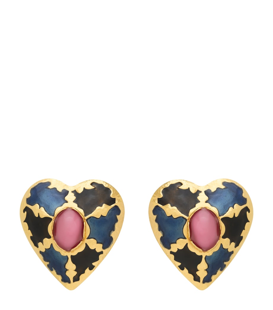 Saint Laurent Enamel Heart Clip-On Earrings Image 1