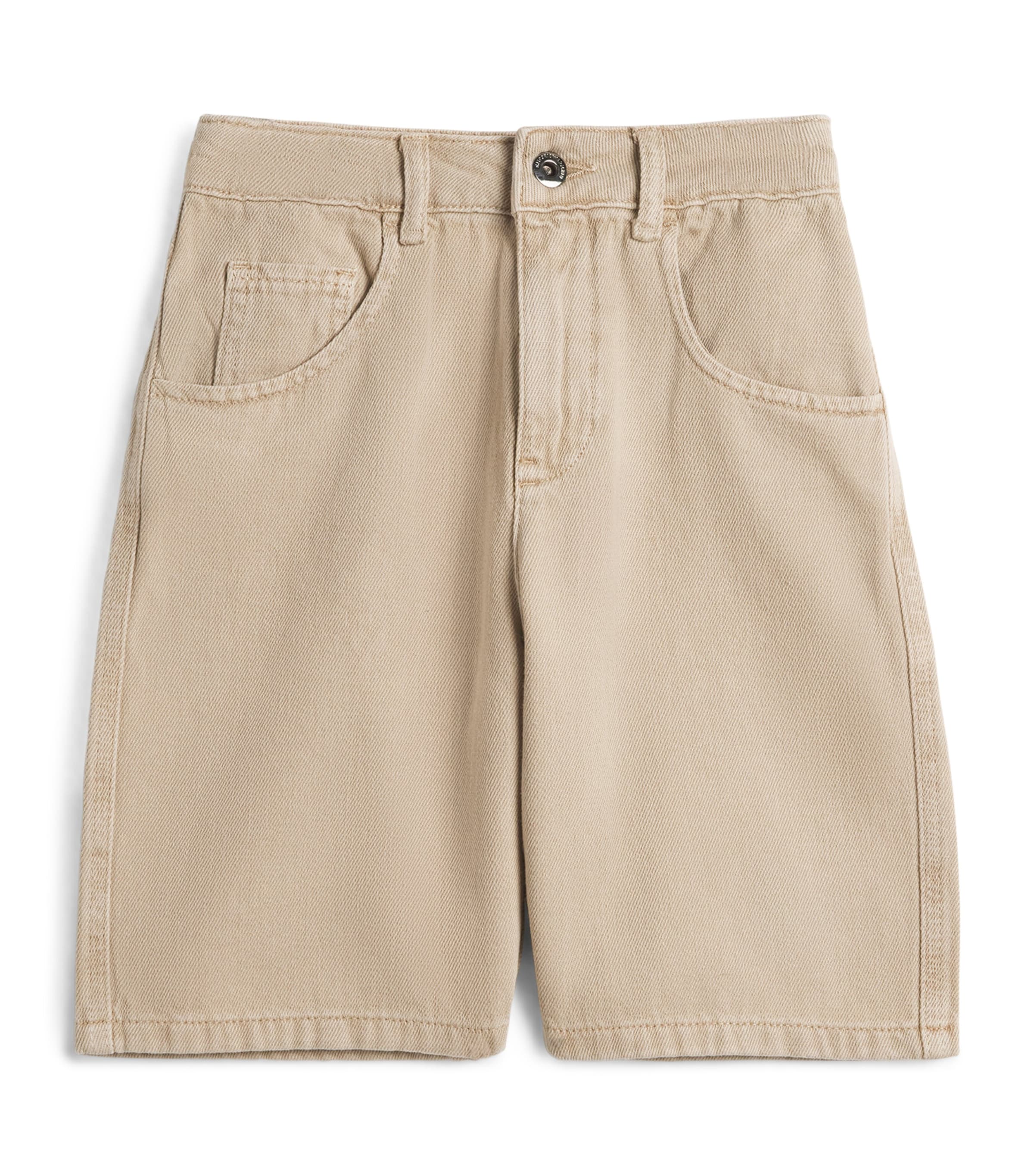 Emporio Armani Kids Denim Tailored Shorts (4-16 Years) Warm Taupe Image 1