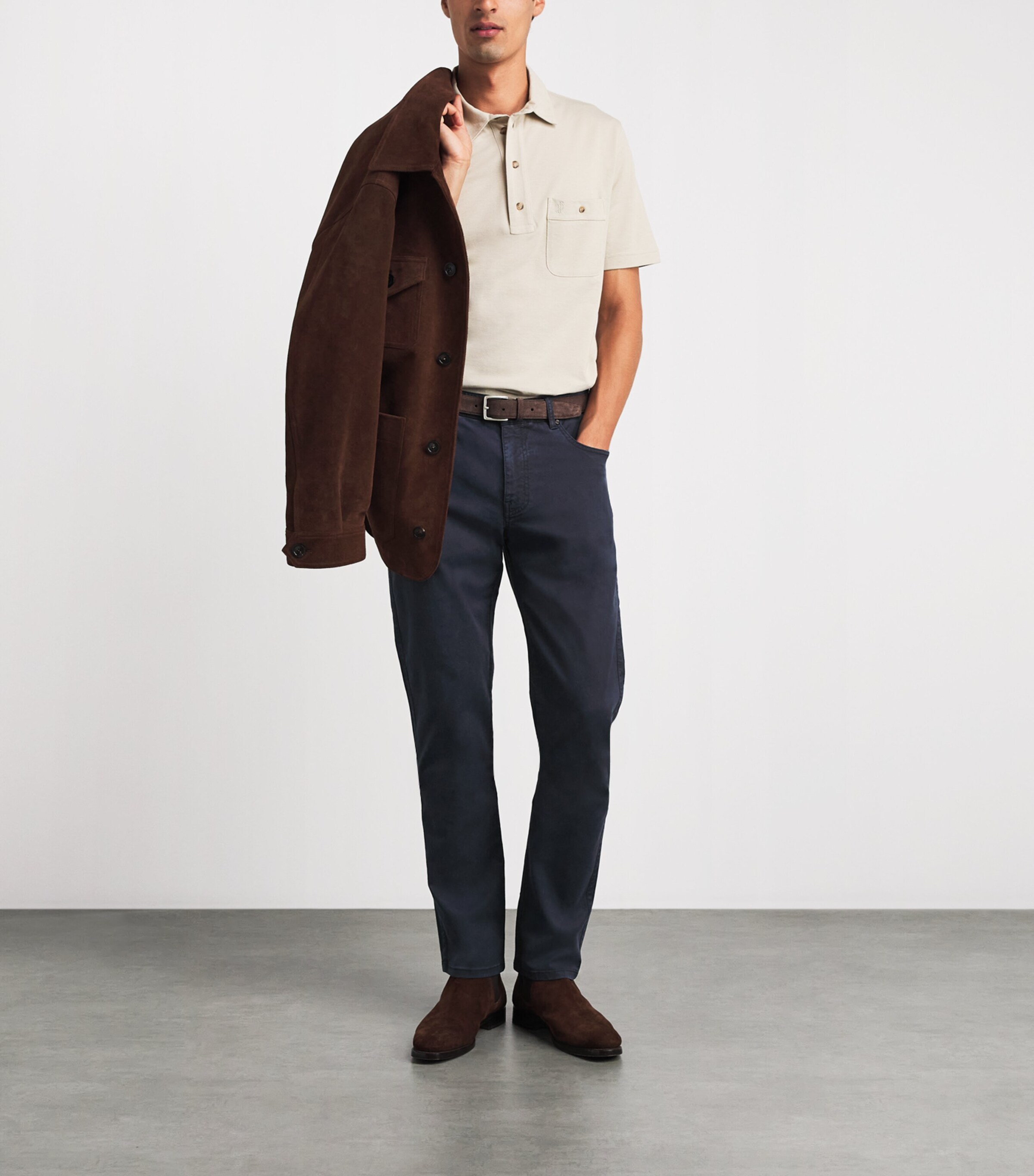 Purdey Mens Cotton-Blend Five-Pocket Trousers Nvy Image 2