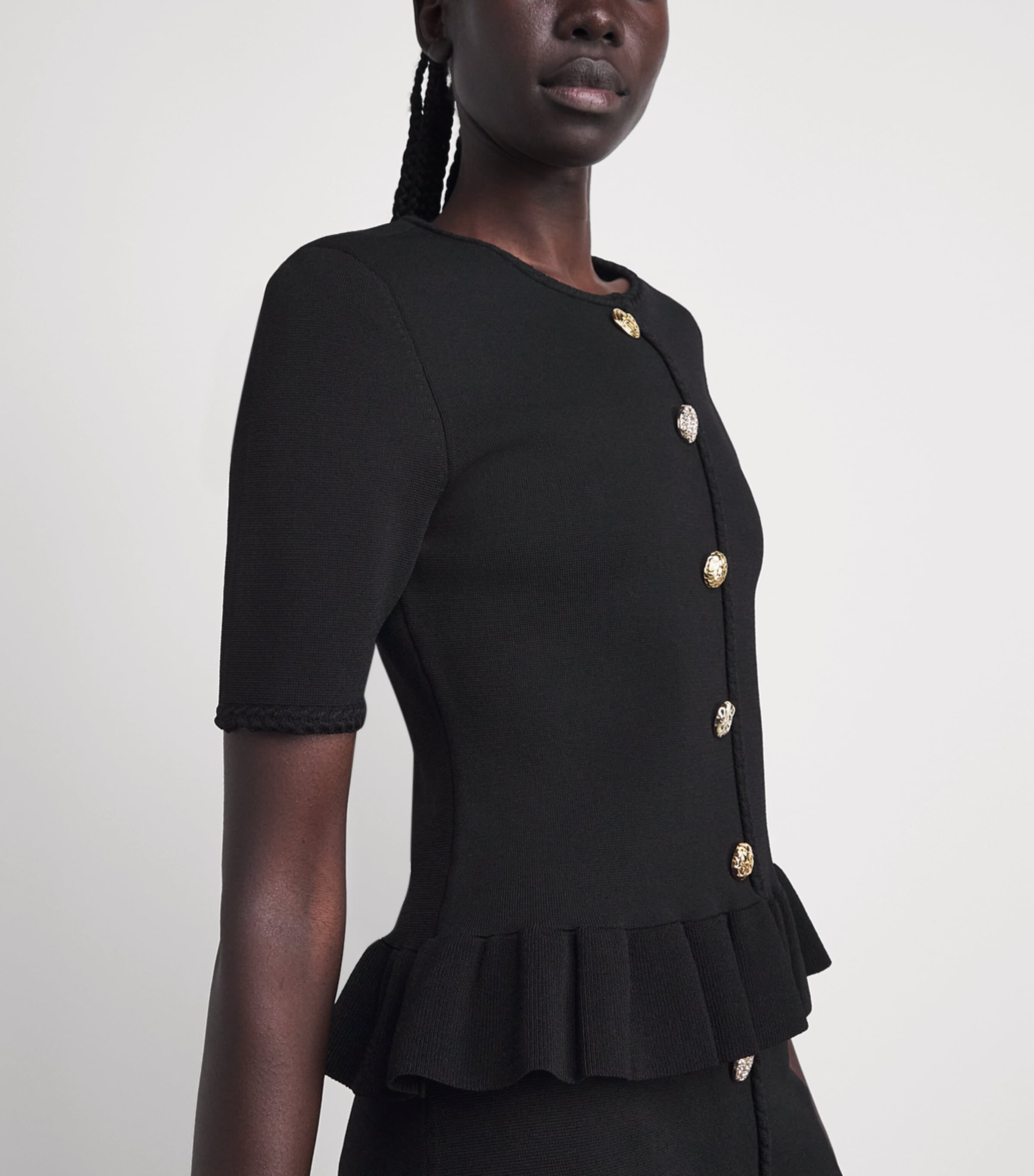 Claudie Pierlot Womens Braid-Detail Knitted Top Black Image 3