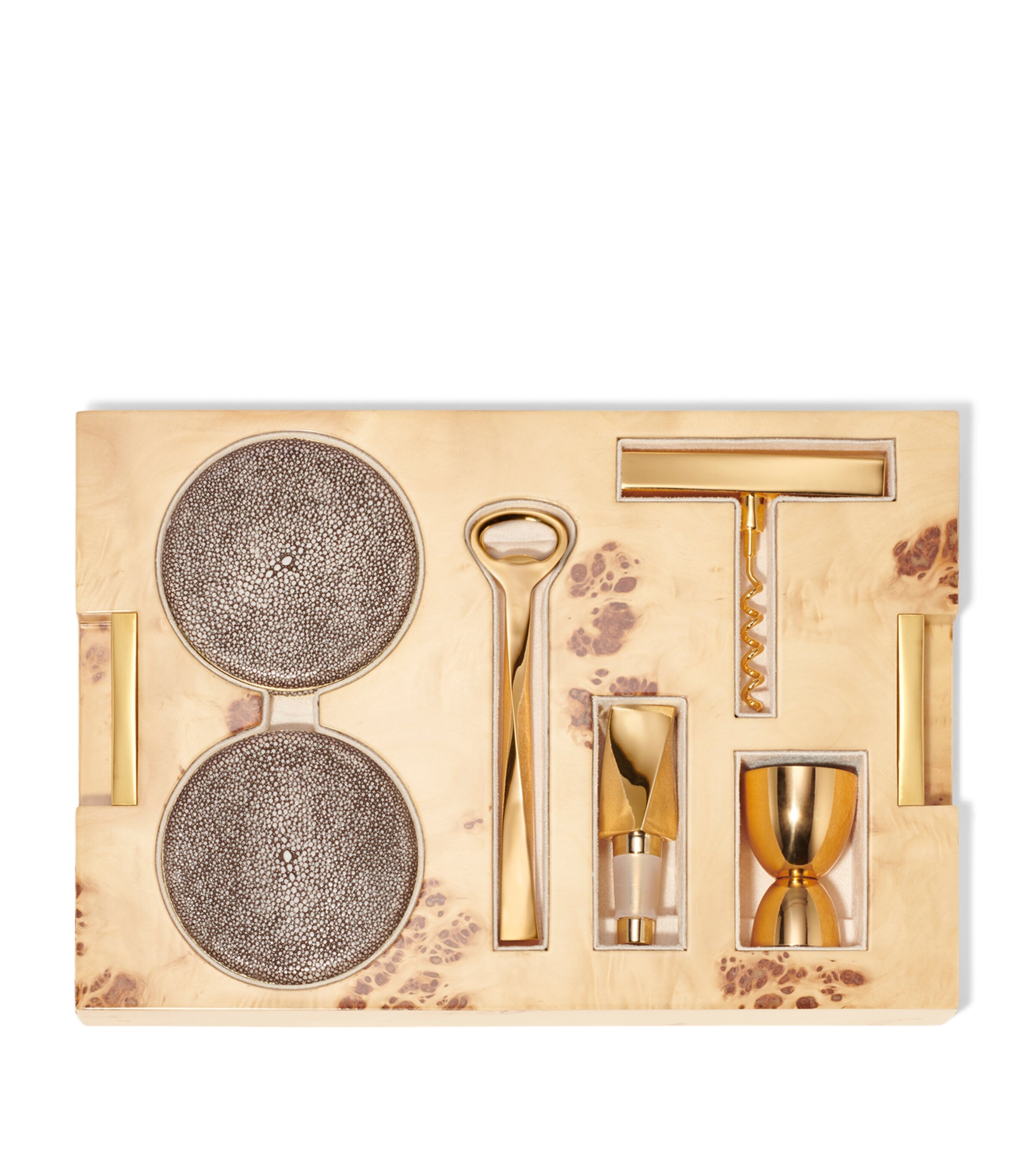 Aerin Shagreen Classic Bar Set Chocolate Image 4