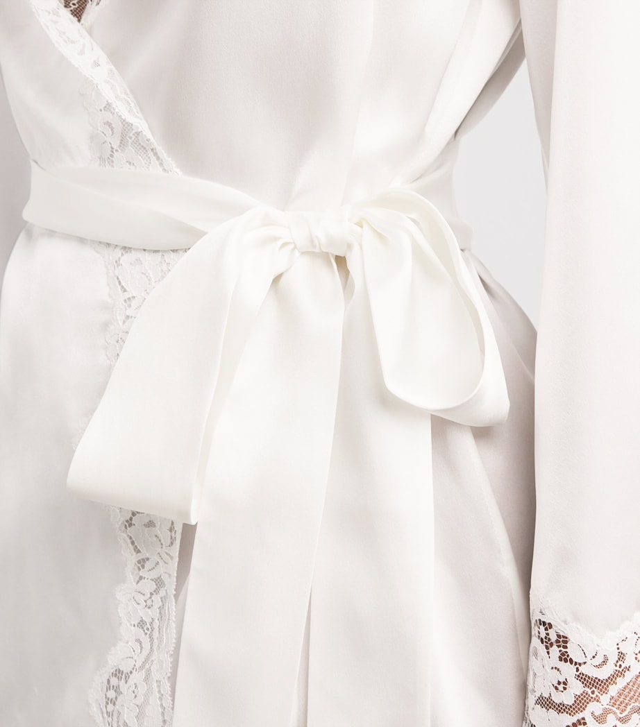 Gilda & Pearl Womens Silk Lace-Trim In My Boudoir Short Robe Ivory Image 5