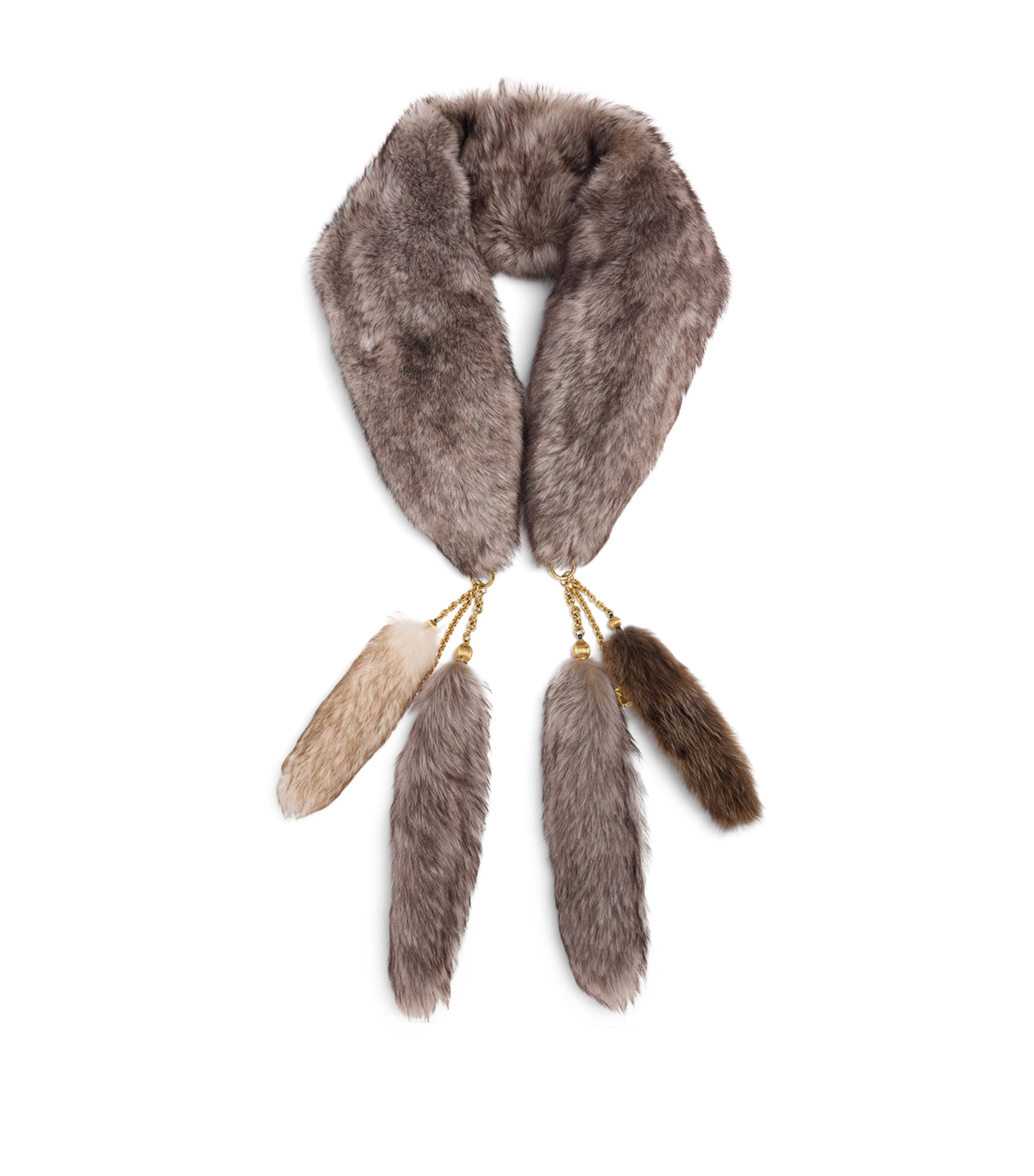Chloé Lambskin Treasure Tails Scarf In Brown